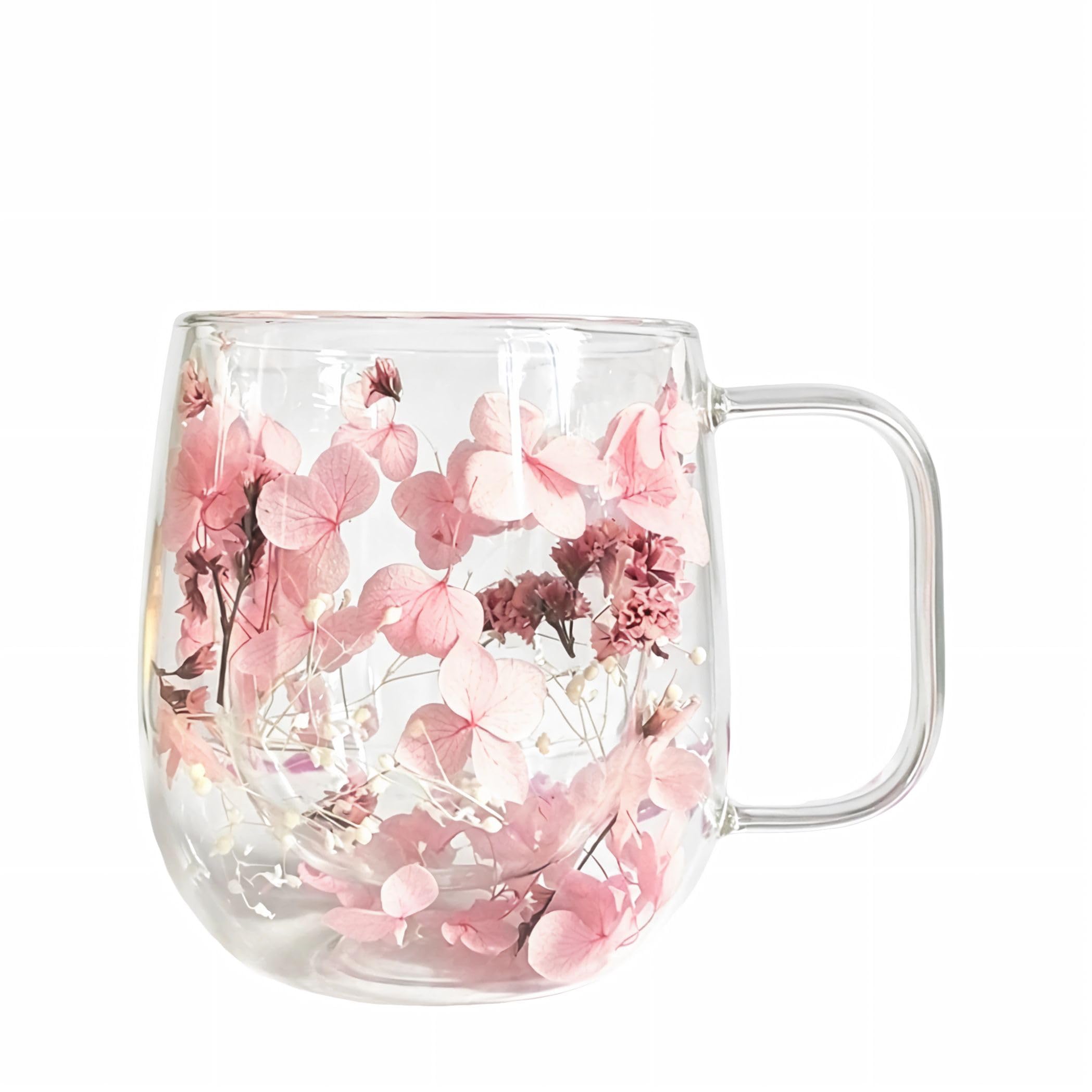 flower tea coffee mug, tazas de cafe bonitas cute floral cups for women, clear double wall glass espresso coffee mugs, spring ae