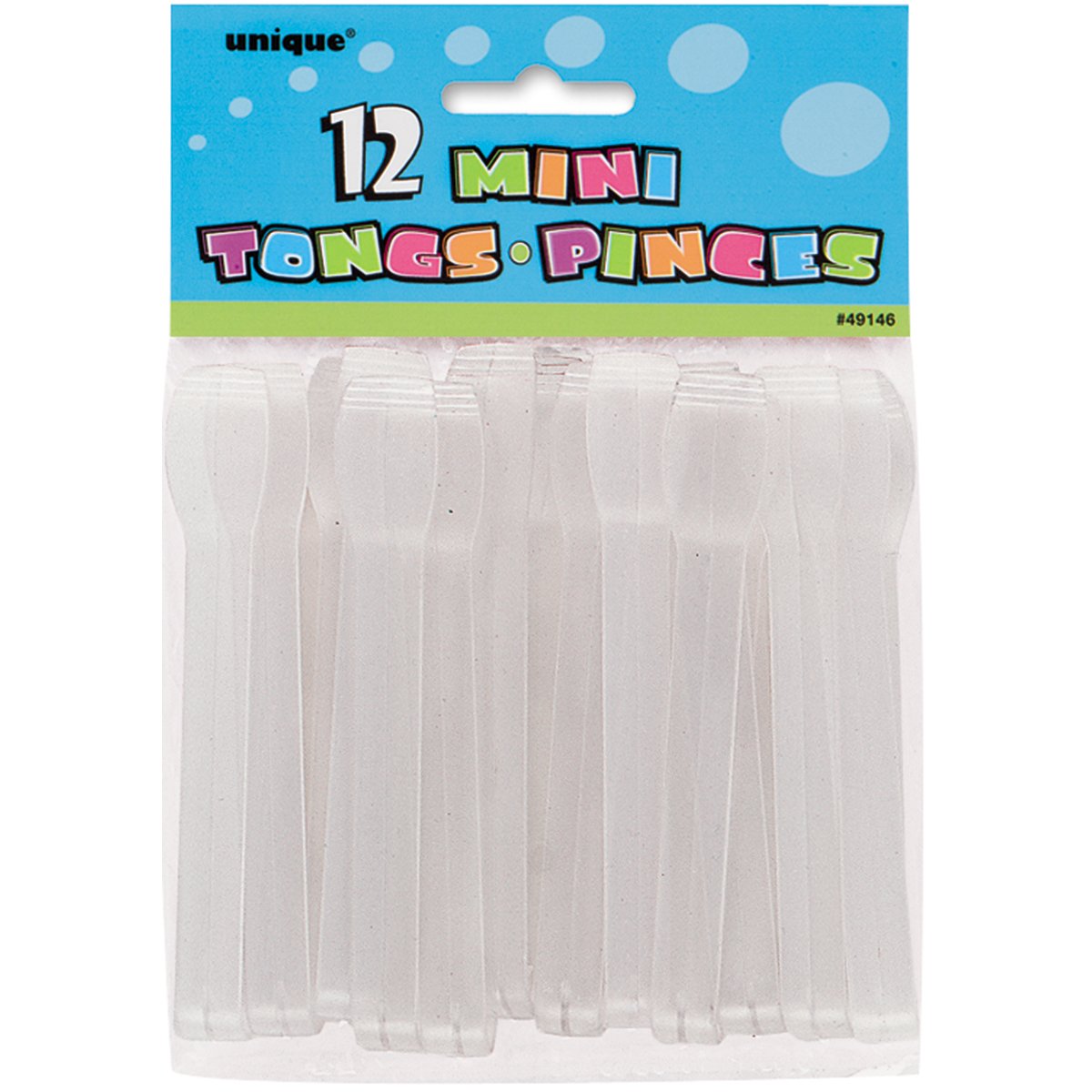 Mini Clear Plastic Tongs - 5.5'' X 10'' (12 Count) - Sturdy & Reusable - Perfect For Parties, Catering & Food Services