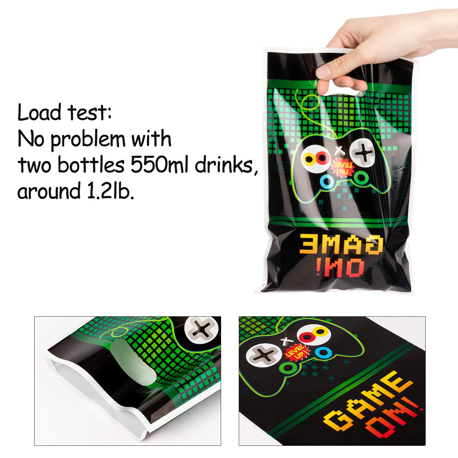 Pantide Video Games Party Favor Bags, Game On Plastic Loot Gifts Bags, Gaming Goody Candy Treat Bags For Kids Video Game Themed