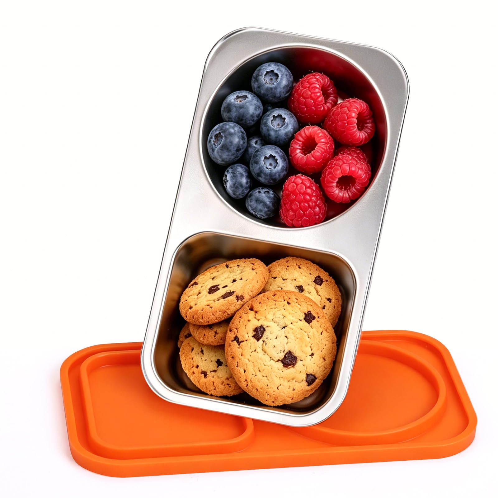 Luckboat Snack Containers for kids, Stainless Steel Snack Containers with Lids, 14oz Reusable Snack Pack Containers for School T