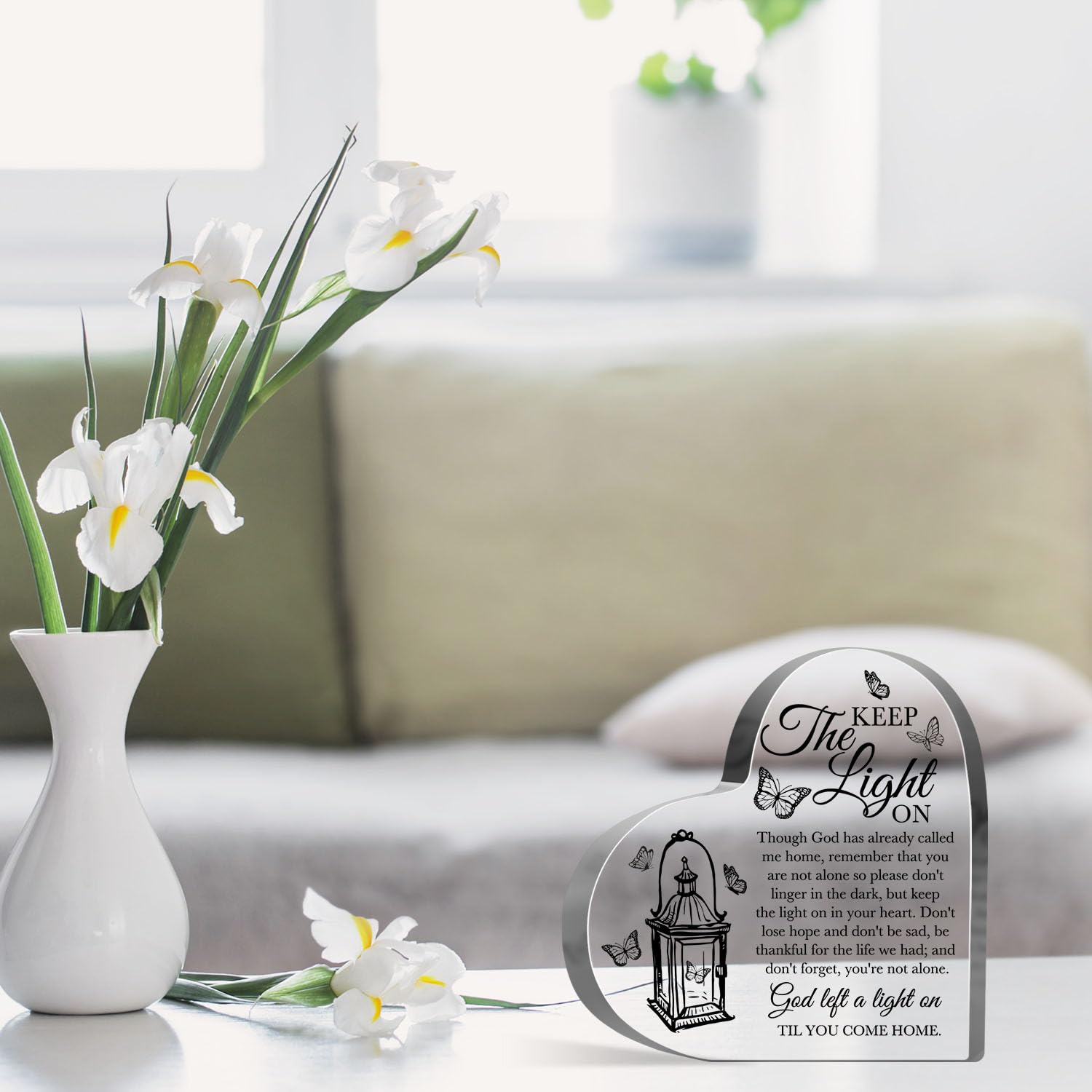 Memorial Ornament Gifts for Loss of One, Loss of Loved One Acrylic Keepsake, Lighthouse Decoration Heart-shaped Acrylic Sign, Re