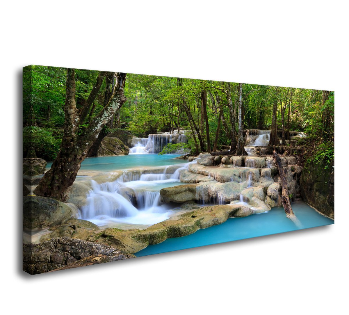 S01574 1 Panels Wall Art Tropical Beautiful Waterfall Prints Light Green Forest Natural Landscape Picture Canvas Paintings Scene
