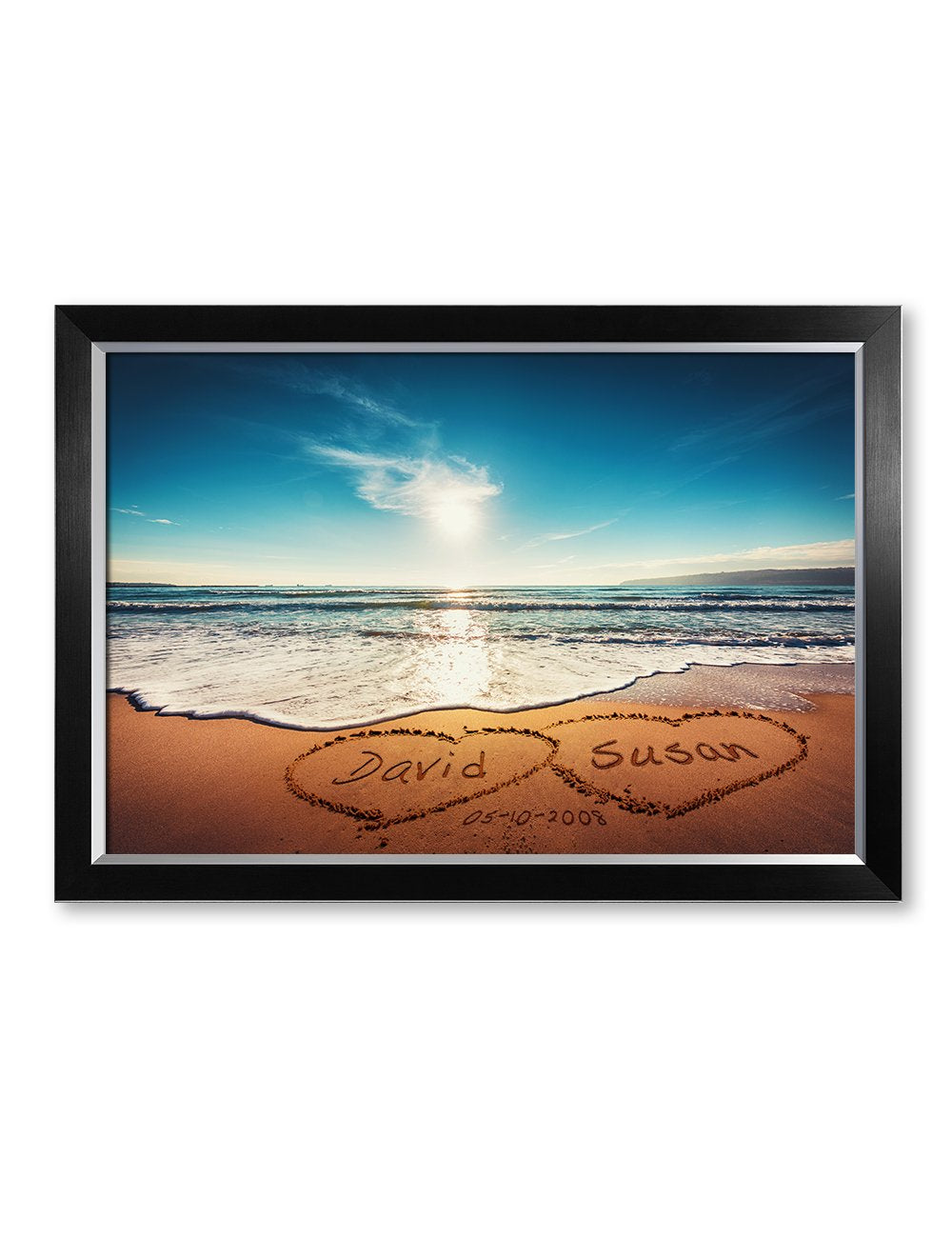 Ipic - Heart In Heart, Personalized Artwork With Names And Date On, Customized Gift For Anniversary,Wedding,Birthday And Holiday