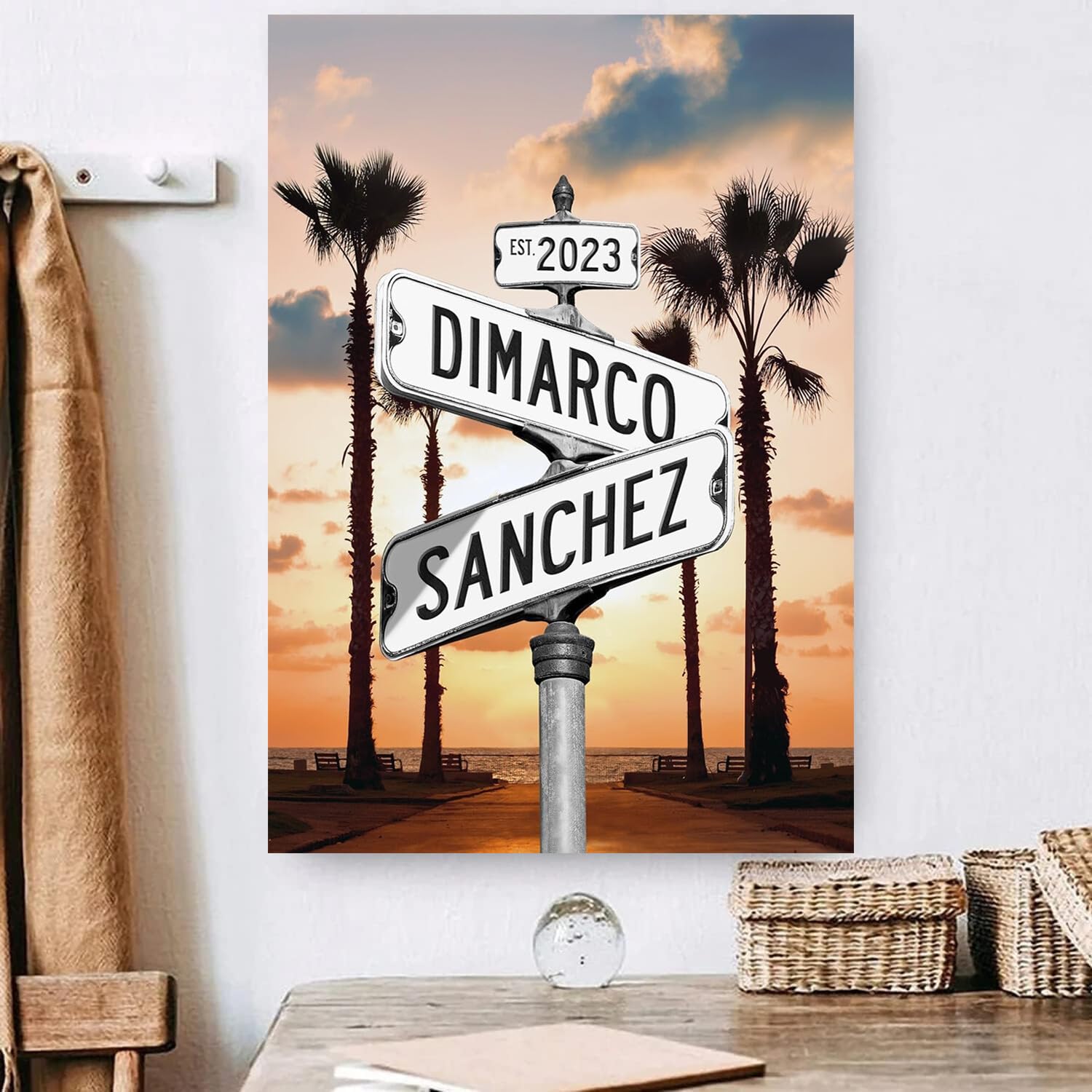 Personalized Crossroads Sign Couple'S Name And Date On Street Sign Poster Or Canvas Prints Love Gift For Anniversary, Wedding, W