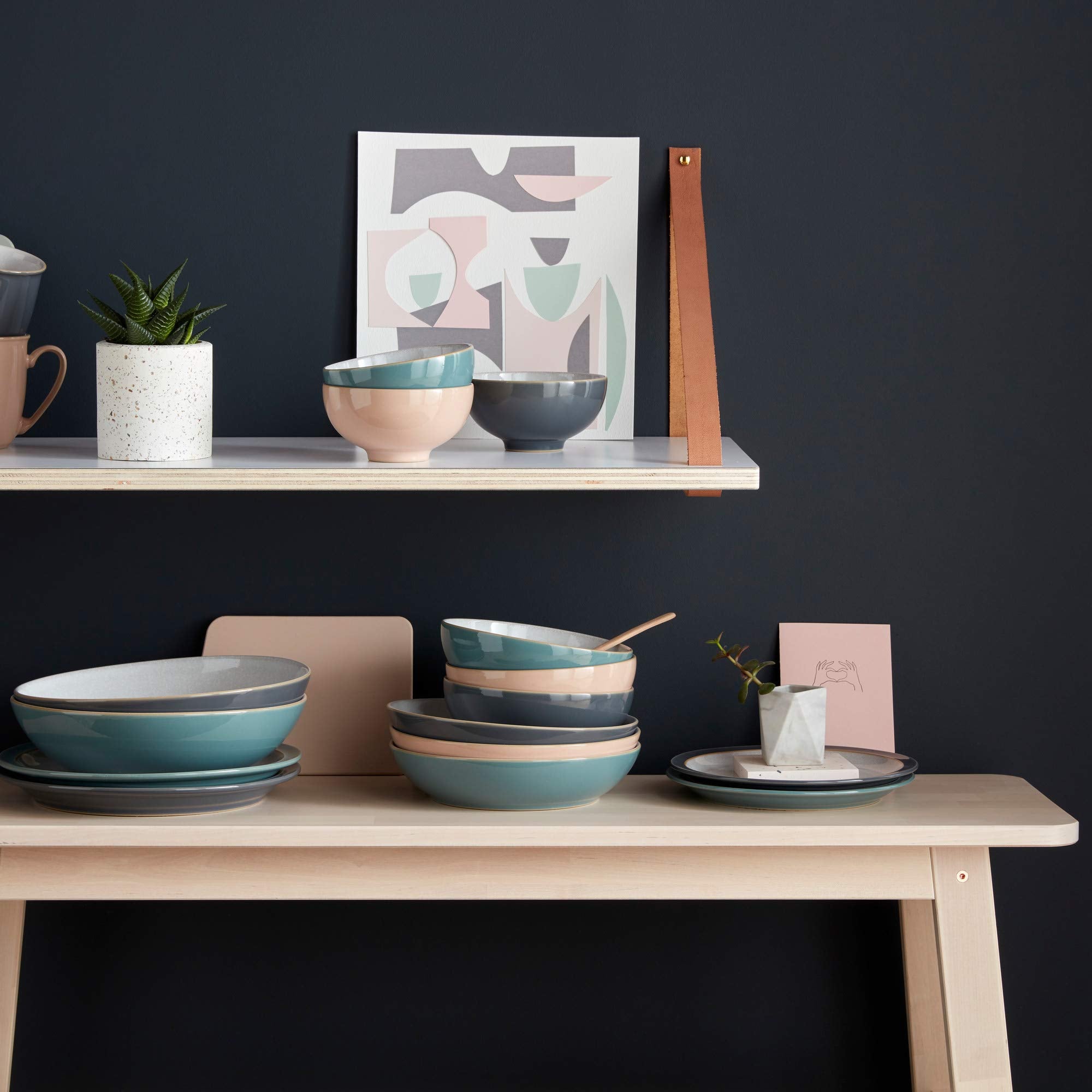 Denby Elements Fossil Grey 4 Pc Rice Bowl Set Length: 13cm  Width: 13cm  Depth: 6.5cm