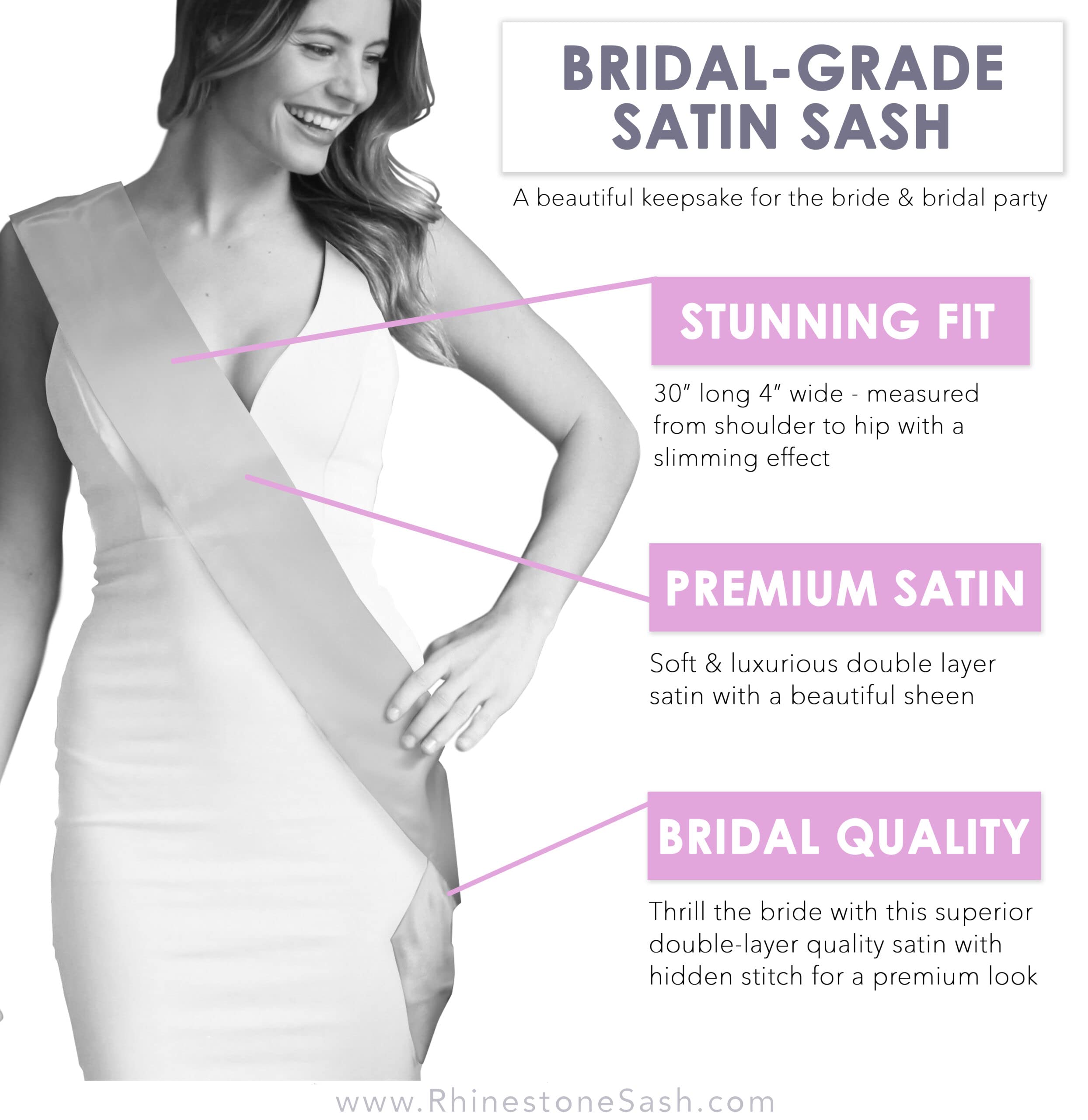 Tropical Bachelorette Party Supplies - Rose Gold Sparkle Flamingo Silver Sparkle Diamond Bride To Be White Satin Sash - Summer B