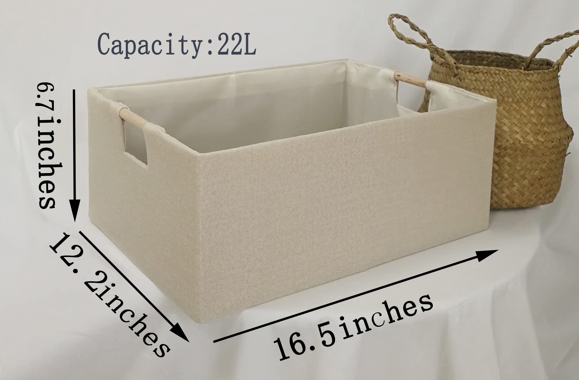 Fuuloxe Storage Bin For Shelves Rectangle Closet Baskets Foldable Box With Handles Gray Storage Bins Storage Boxes For Home Offi