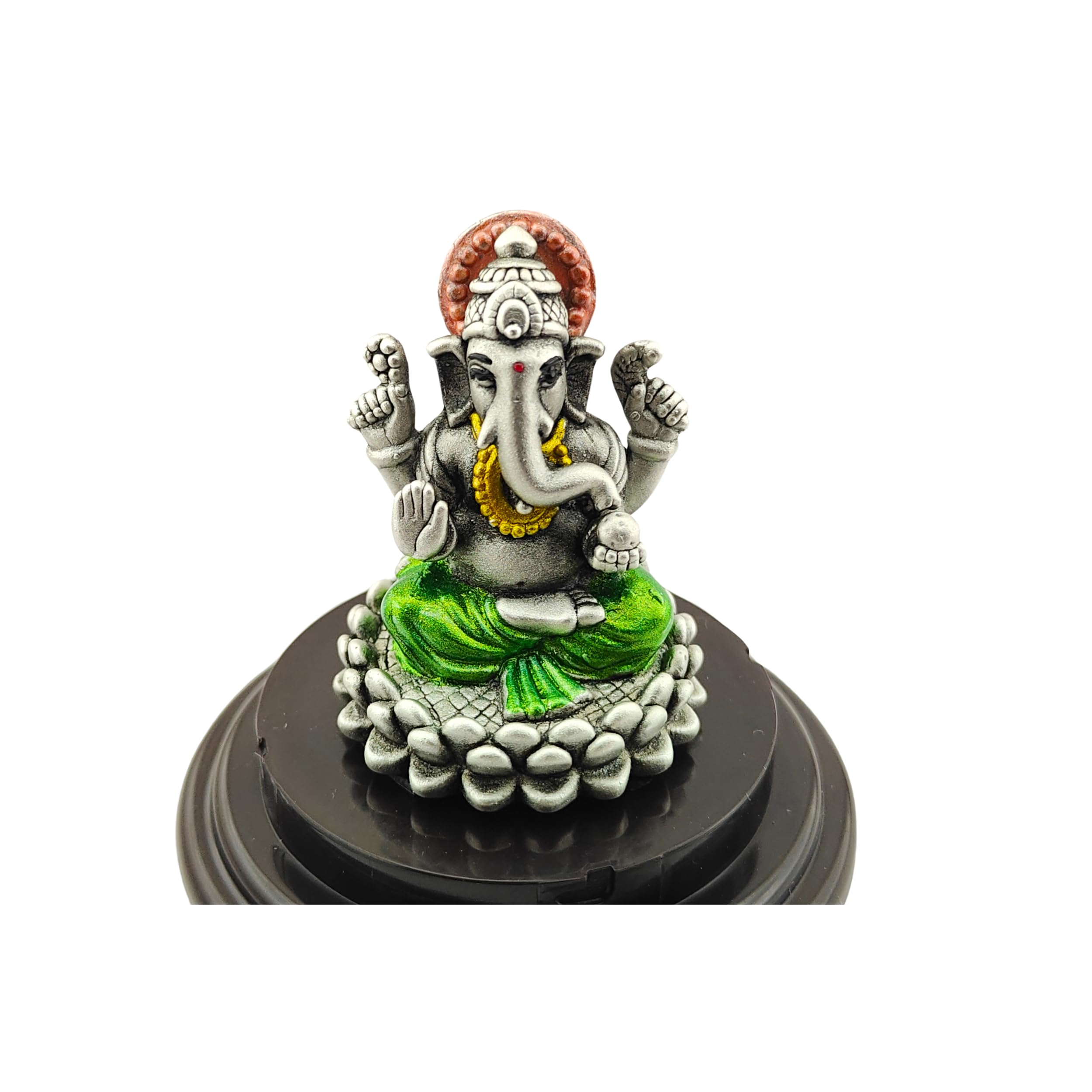 Silverspot Jewel 999 Pure Silver Colourful Ganesha/Vinayak Idol With Acrylic Base, For Pooja/Gift Tem For Auspicious Occasion/Ca