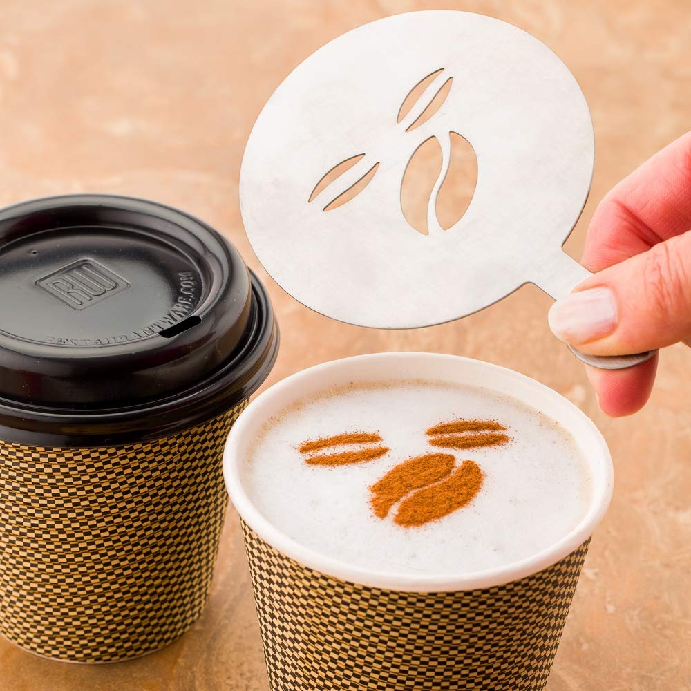 Restaurantware Restpresso 4.75 Inch Latte Stencil 1 Coffee Bean Coffee Stencil - Coffee Art Template Decorate Cupcakes Cakes Or