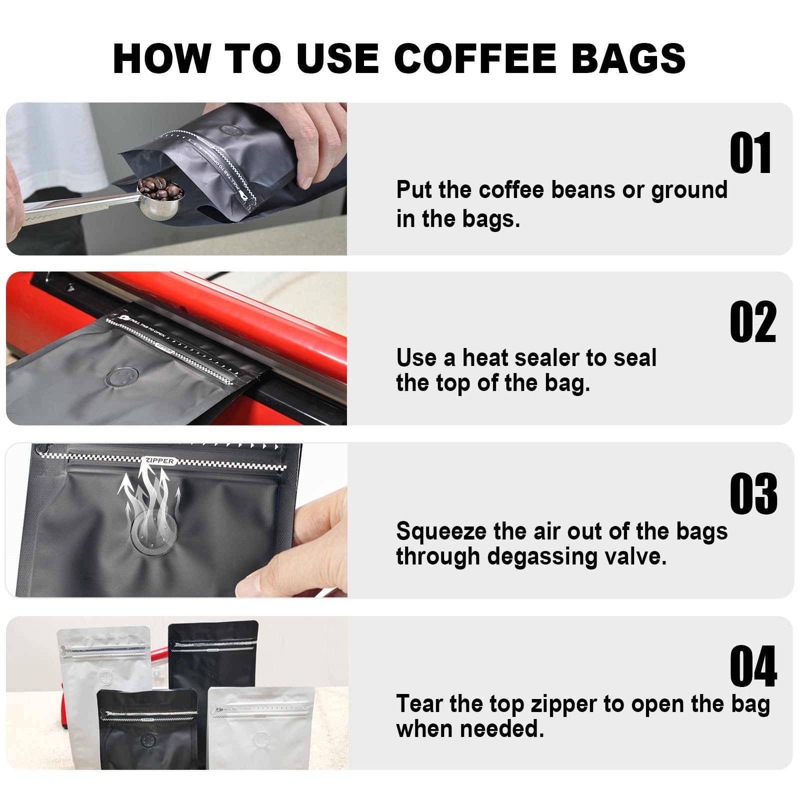 8Oz 1/2 Lb 60Pcs Coffee Bags With Valve,Coffee Packing Bags Vented Coffee Bean Bags Barrier Bags Store Bags For Coffee Packaging