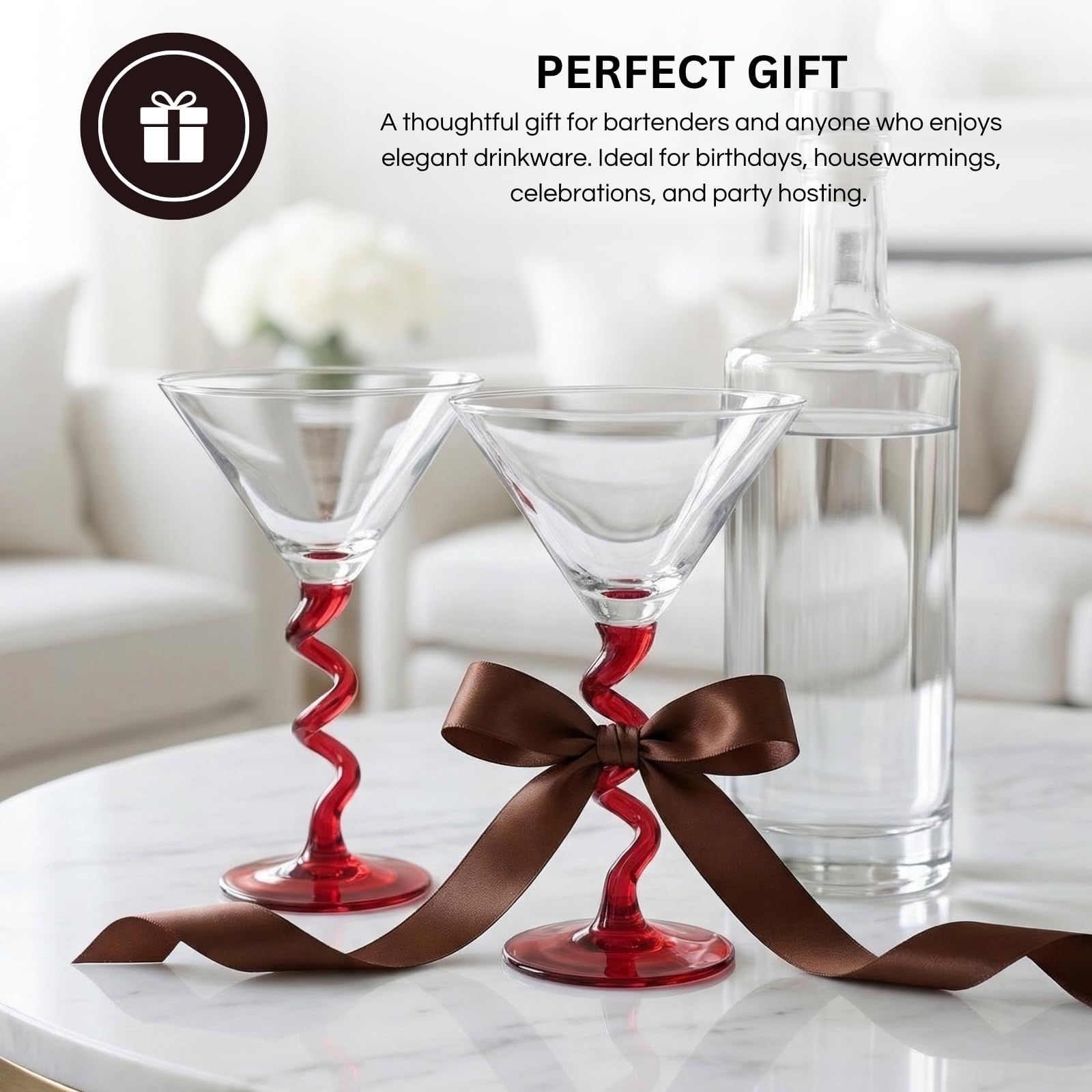 Spiral Stem Martini Glasses