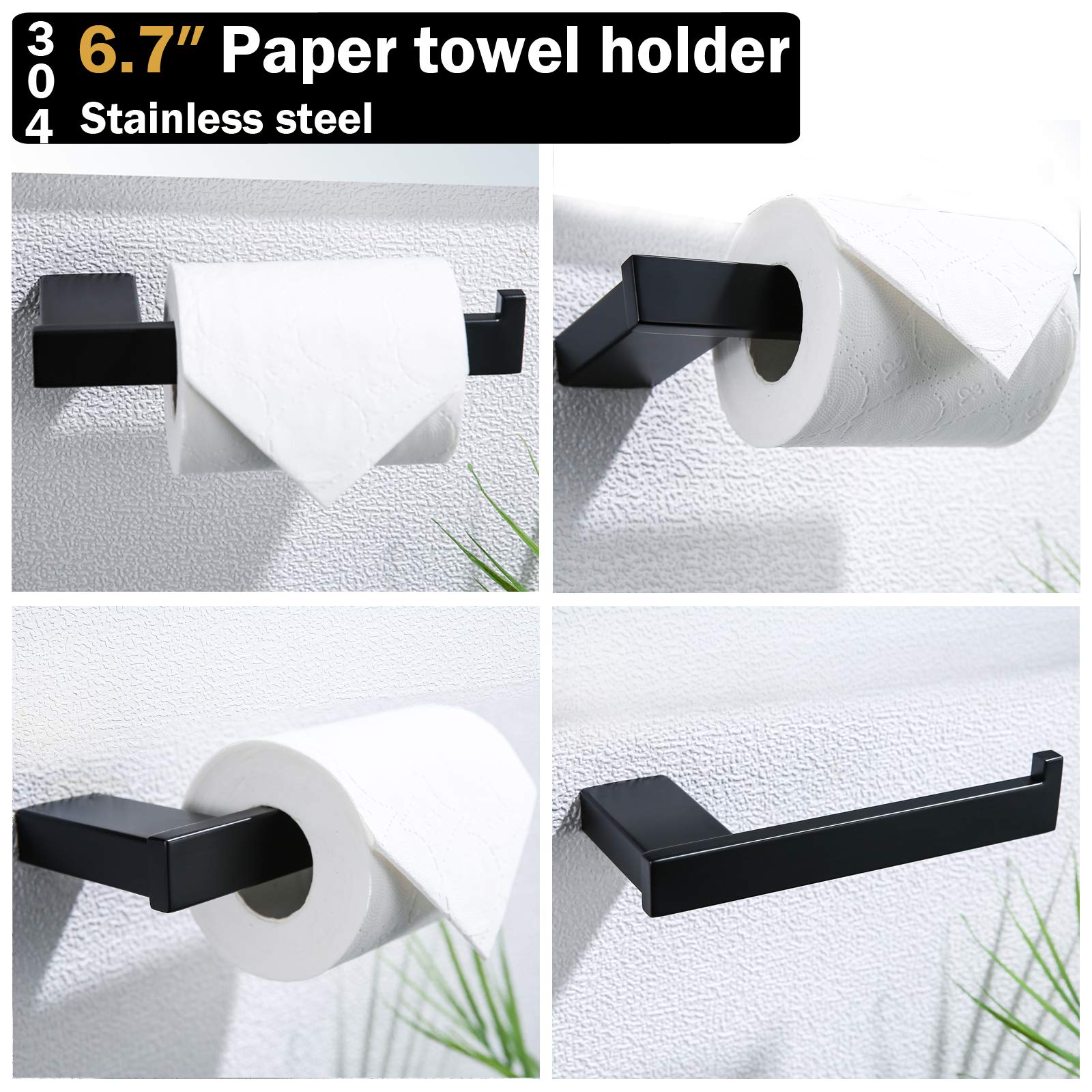 Random Matte Black Toilet Paper Holder Square Bathroom Hardware Accessories Sus 304 Stainless Steel Tissue Paper Roll Holder Con