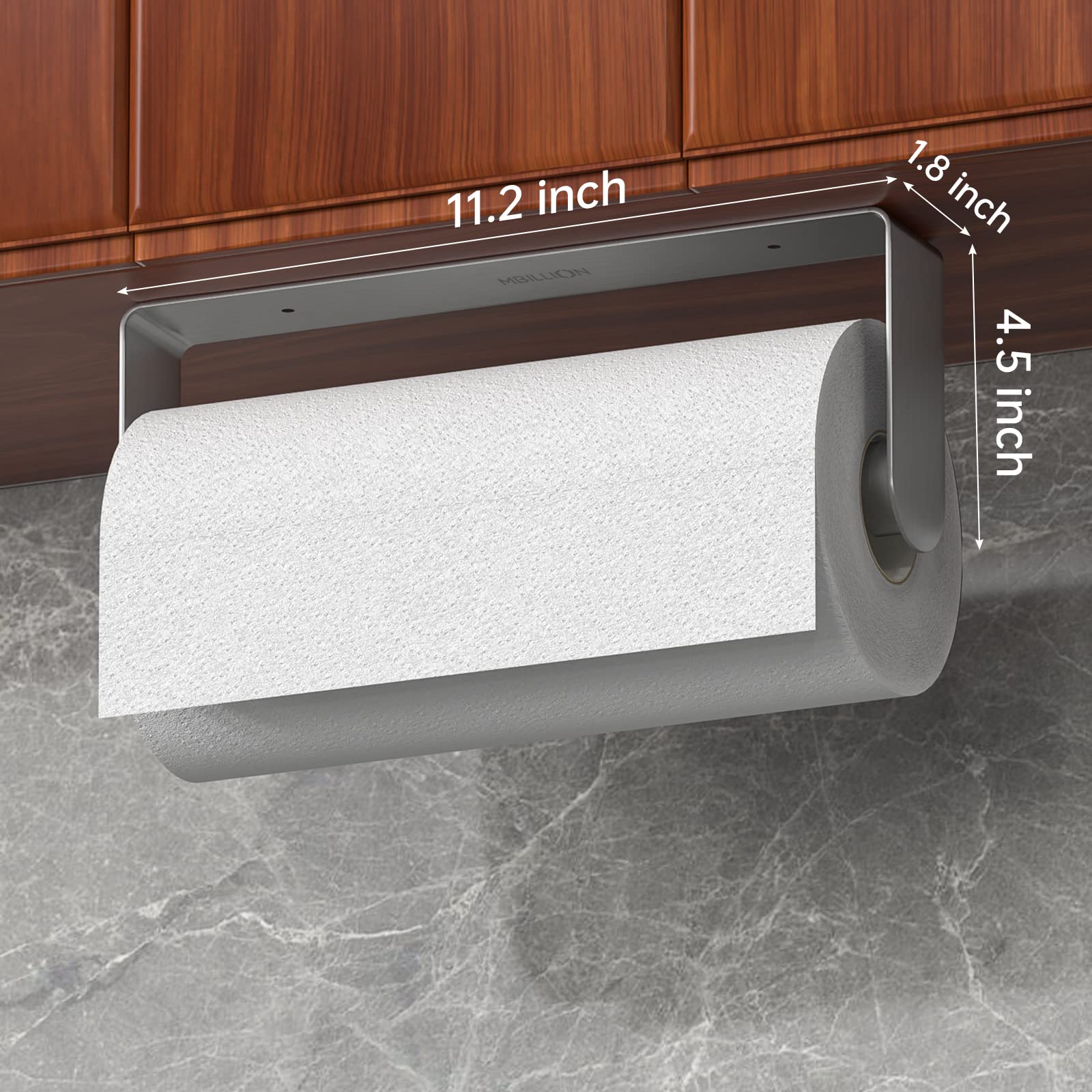 Mbillion Kitchen Paper Towel Holder Under Cabinet Wall Mount And Self-Adhesive Paper Towel Rack Premium Grade Sus304 Stainless S