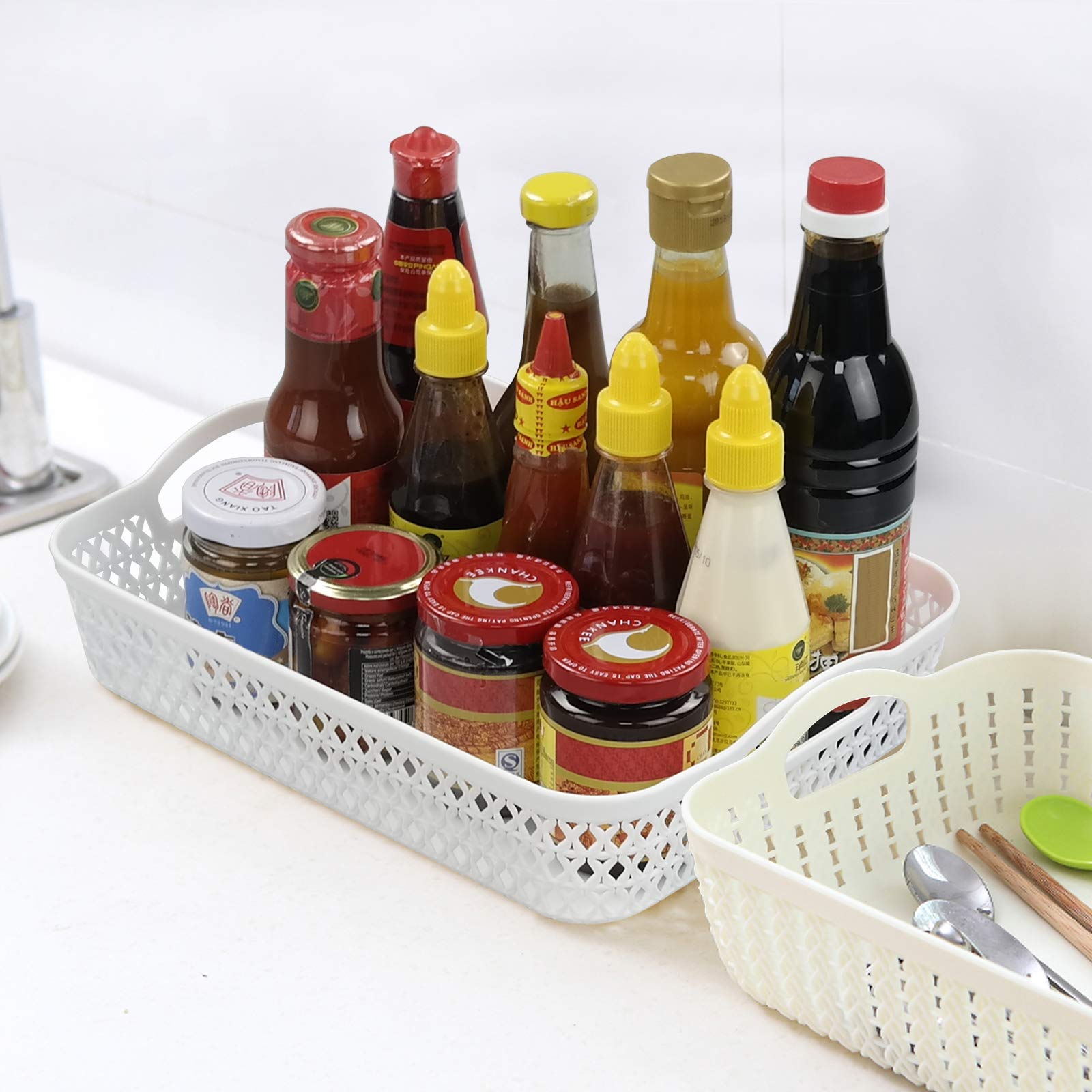 Annkkyus Weaving Plastic Baskets, Set Of 6 A4 Paper Storage Tray