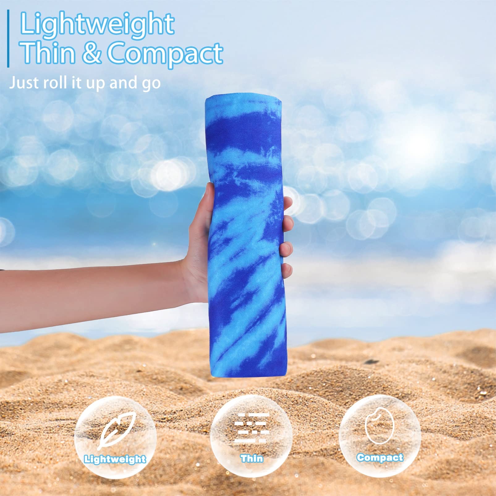 2 Pack Microfiber Thin Lightweight Beach Towel Oversized 71X32 Extra Large Sand Free Towels For Travel Swim Pool Yoga Gym Campin