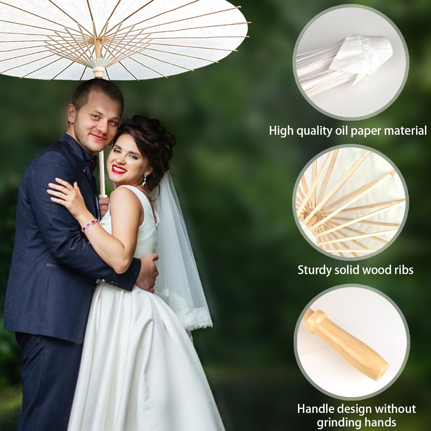 32 Pieces 33 Inches White Paper Umbrellas Chinese Japanese Oiled Paper Umbrella Large Paper Parasol Umbrella Diy Painting Oiled