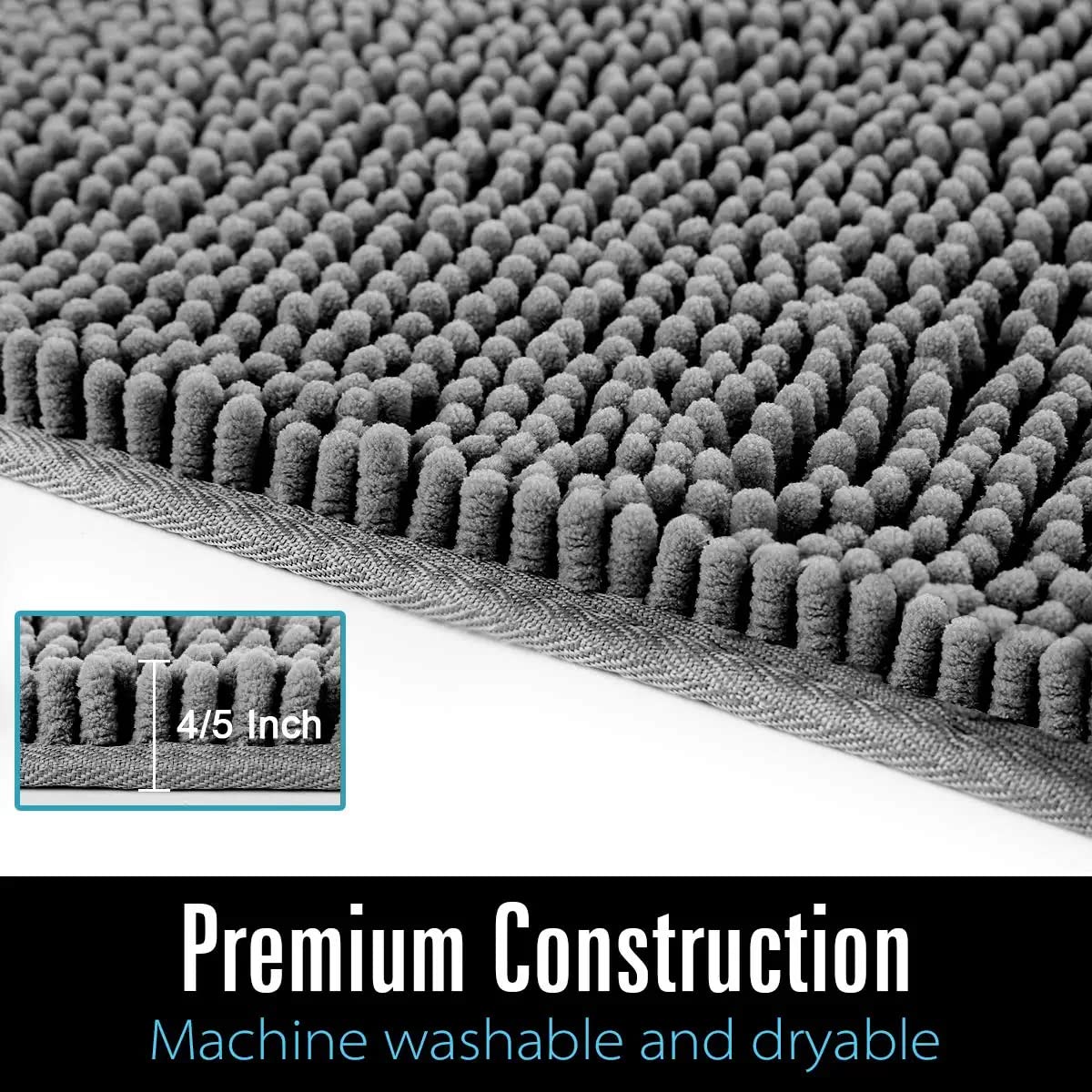 Lochas Luxury Bathroom Rug Shaggy Bath Mat 24 X 40 Inch, Washable Non Slip Bath Rugs For Bathroom Shower, Soft Plush Chenille Ab