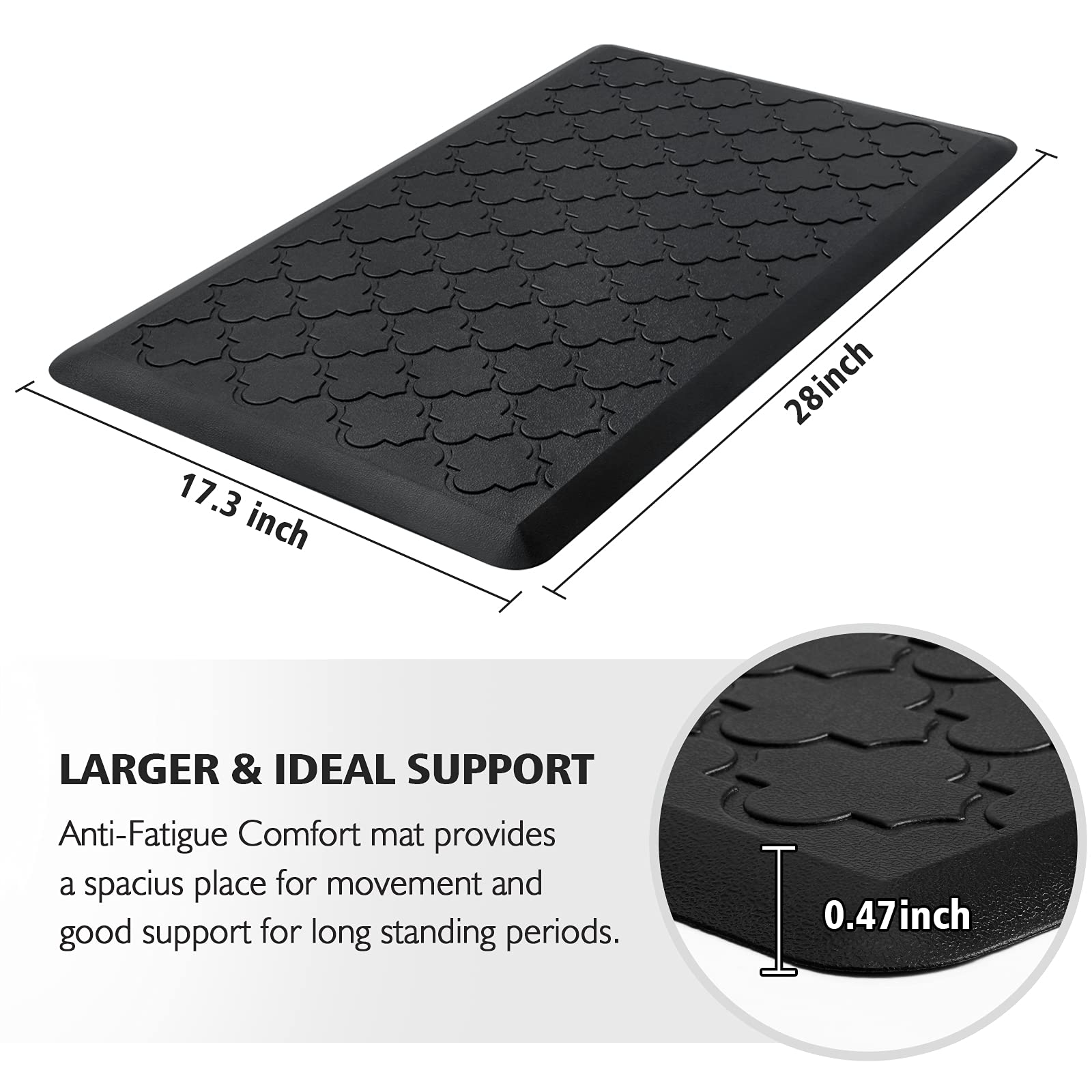 Wiselife Kitchen Mat Cushioned Anti Fatigue Floor Mat,17.3 ''X28 '', Thick Non Slip Waterproof Kitchen Rugs And Mats,Heavy Duty