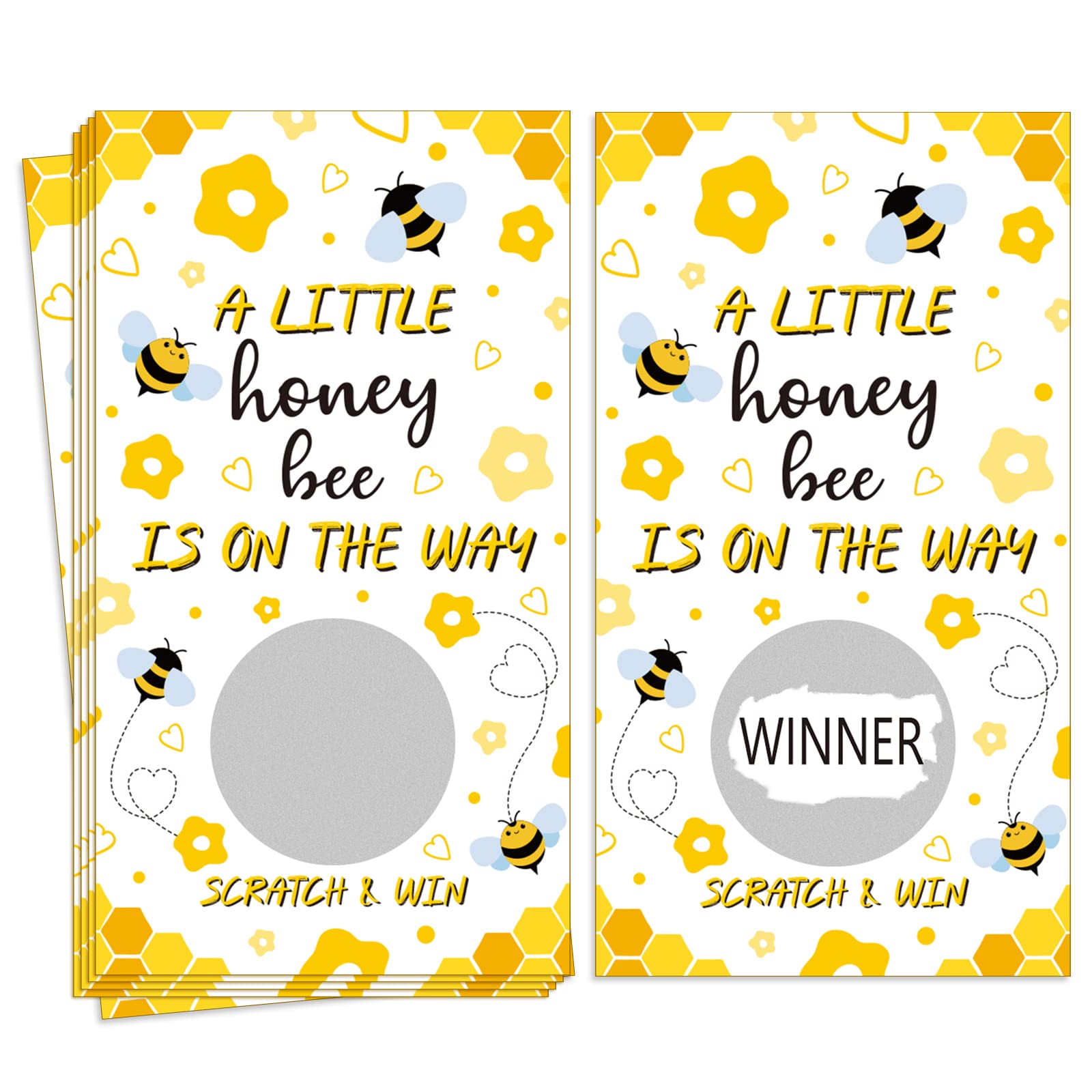 Jexine 60 Pieces Honeybee Baby Shower Games Honeycomb Scratch Off Games Funny Raffle Cards A Little Honeybee Is On The Way Scrat