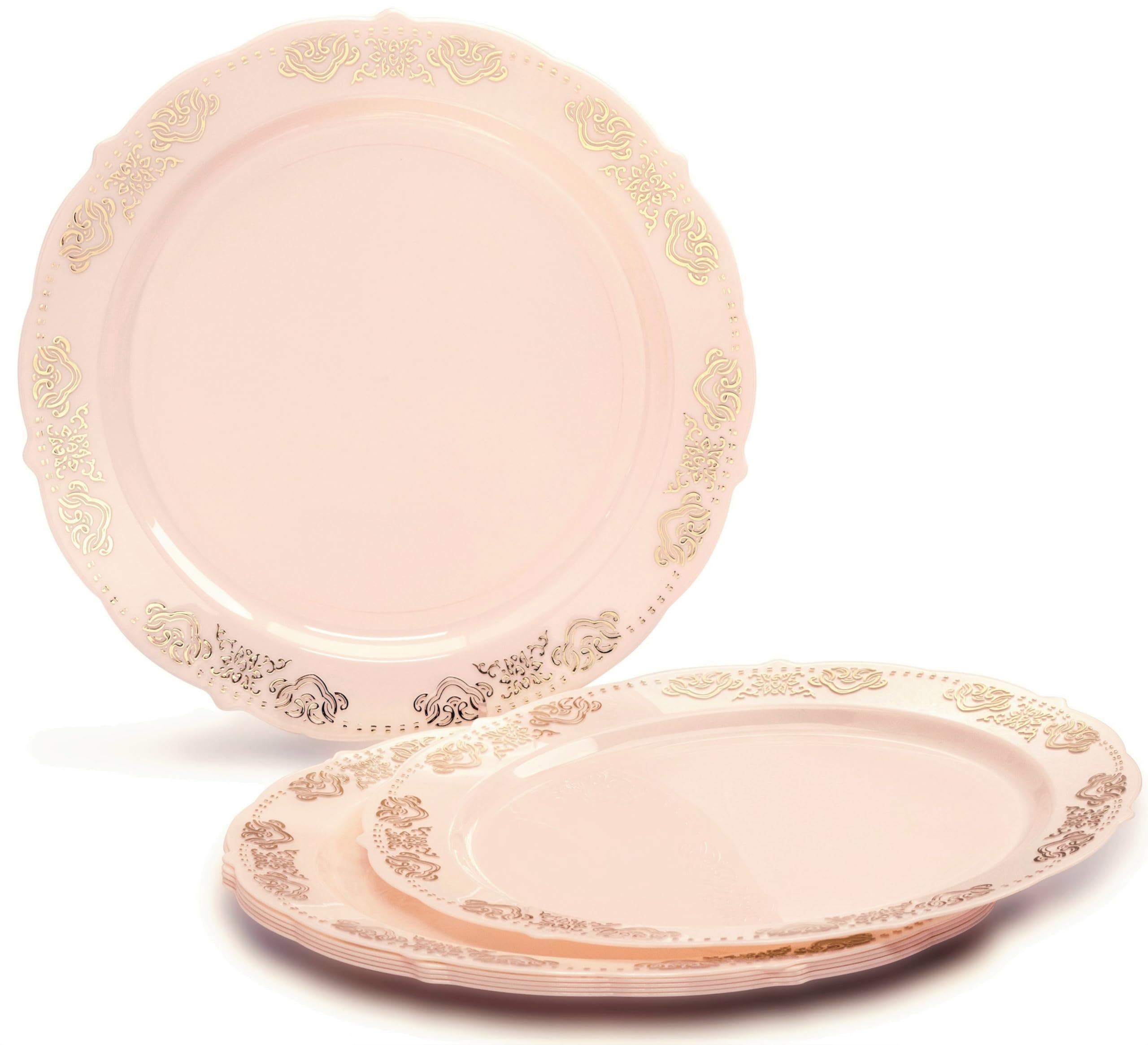 ' Occasions '' 150 Piece Set (25 Guests) Vintage Wedding Party Disposable Dinnerware Set Plastic Plates 10.25'', 7.5'' +Silverw