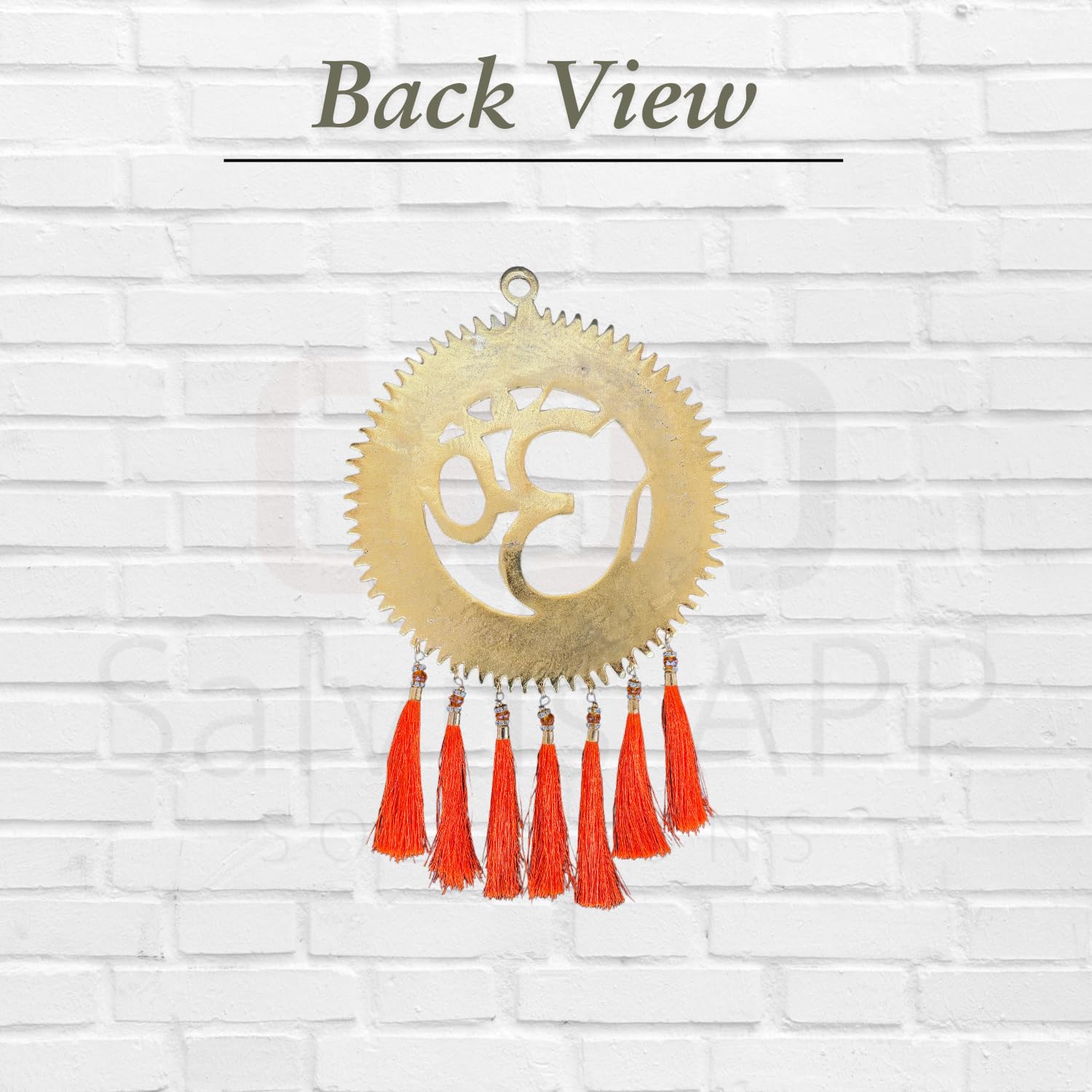 Salvus App Solutions Harmony And Enlightenment: Metal Vaastu Feng Shui Om Wall Hanging With Gayatri Mantra (Orange_7.5X8 Inch)