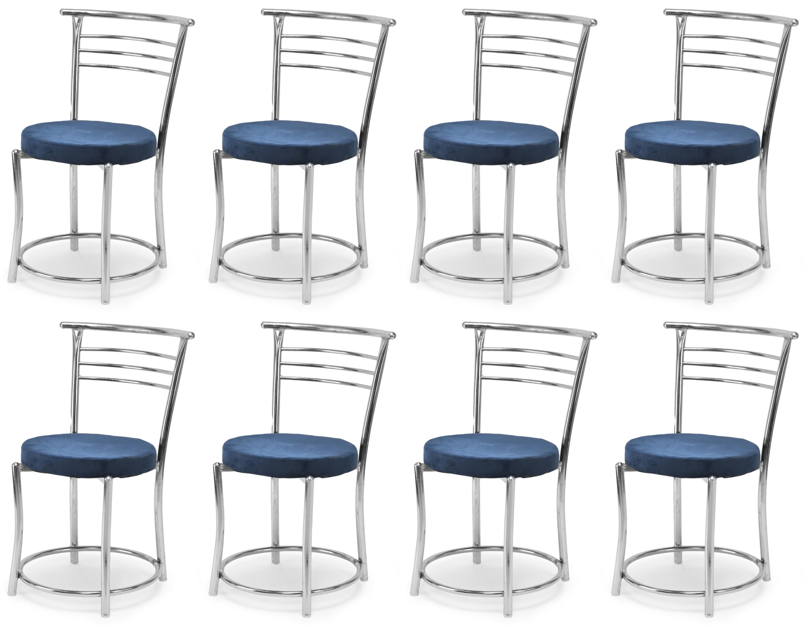 Goyal Steel & Furniture Chairs For Dining Table, Steel Chair, Dining Chair With Comfortable Cushion (8, Blue, Standard)