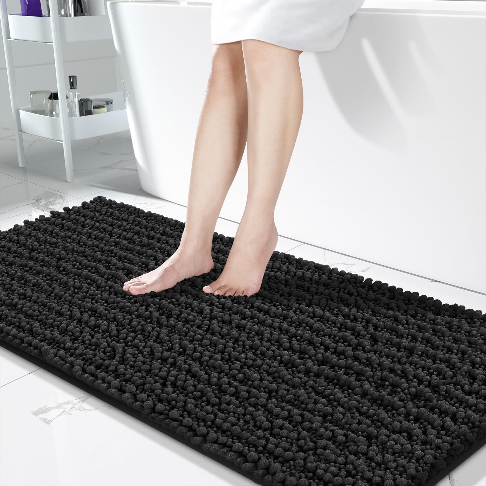 Yimobra Original Luxury Chenille Bath Mat, 60.2 X 24 Inches, Soft Shaggy And Comfortable, Large Size, Super Absorbent And Thick,