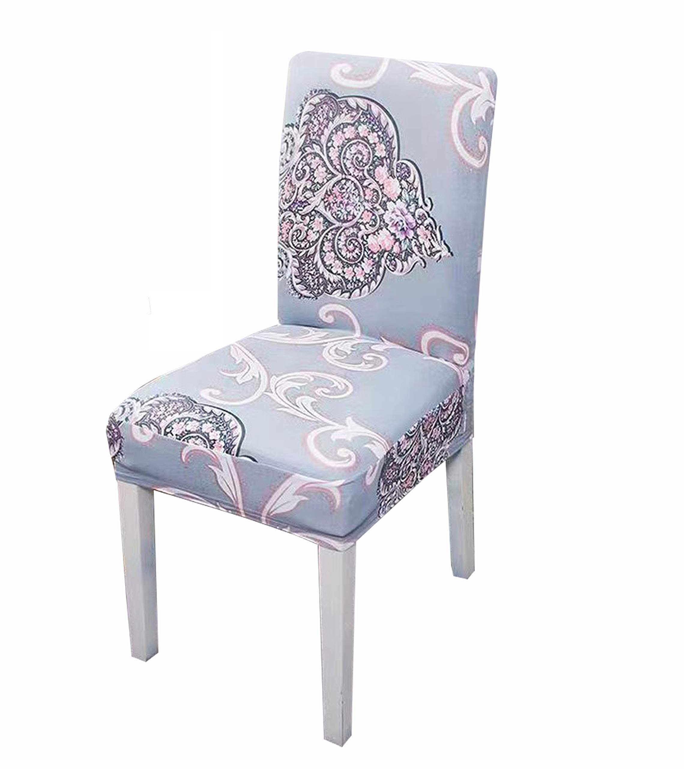 House Of Quirk Elastic Chair Cover Stretch Removable Washable Short Dining Chair Cover Protector Seat Slipcover - Blue Motif