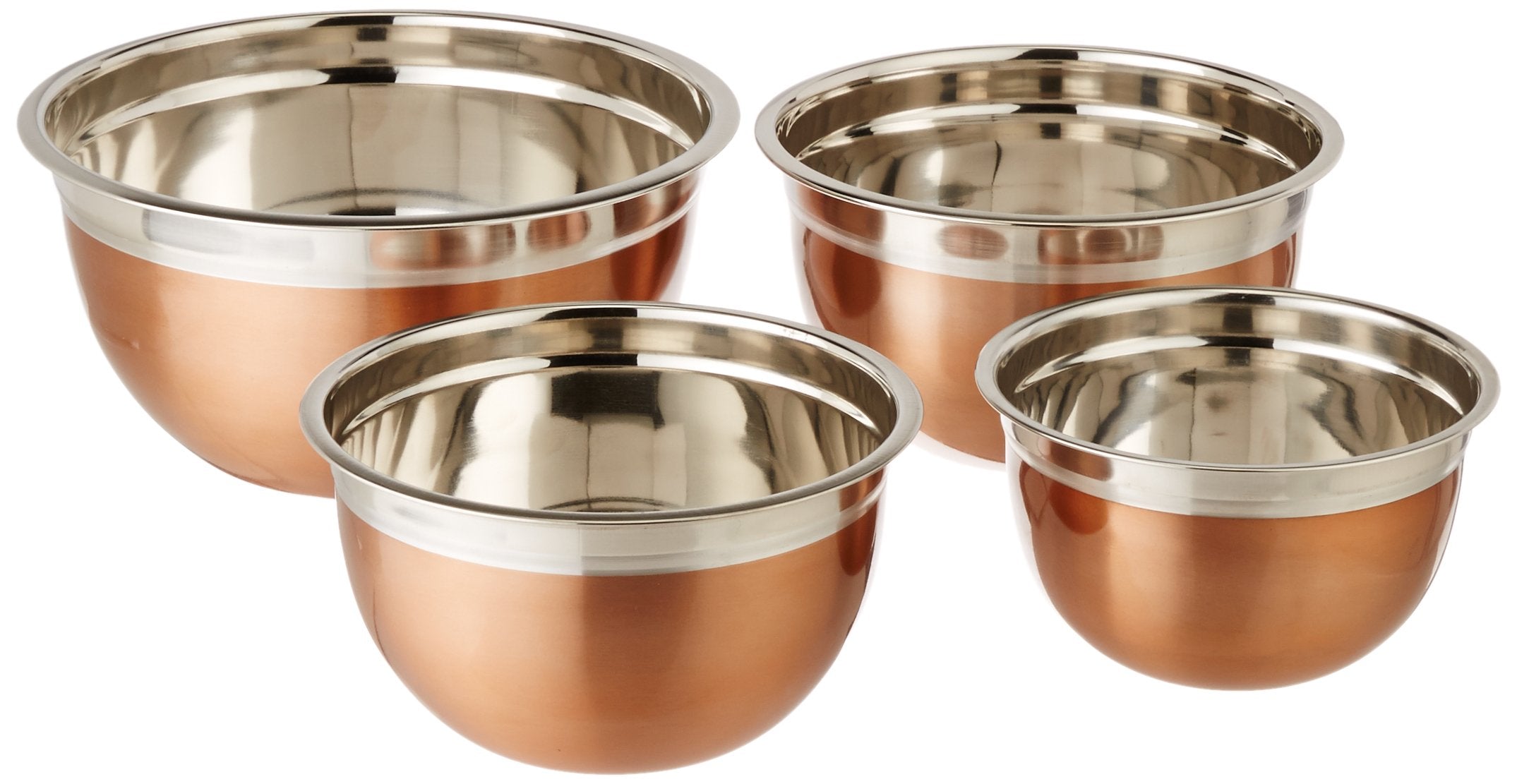 ExcelSteel Mixing Bowl Set, 1.5QT+2.5QT+3QT+5QT, Copper Stainless Steel