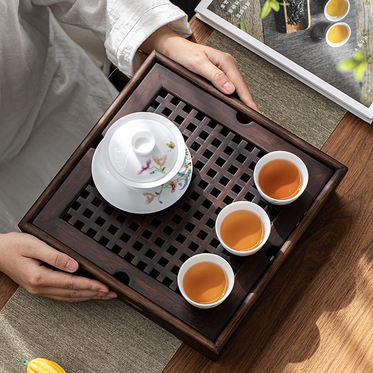 Bamboo Chinese Gongfu Tea Tray Table Box With Water Storage For Kungfu Tea Set