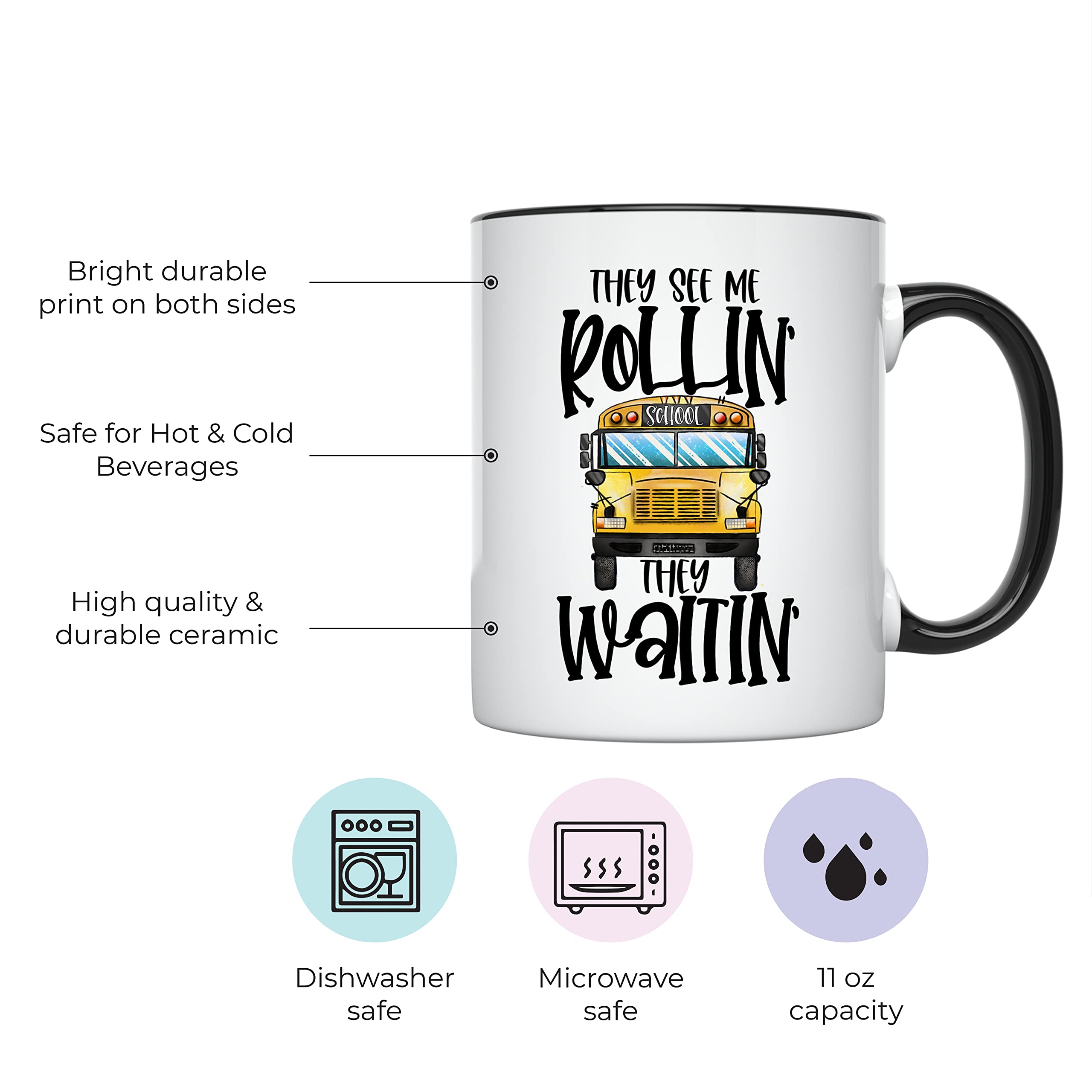 Younique Designs Bus Driver Appreciation Mug, 11 Ounces, School Bus Driver Cup For Women And Men, Bus Driver Mug, Thank You Coff