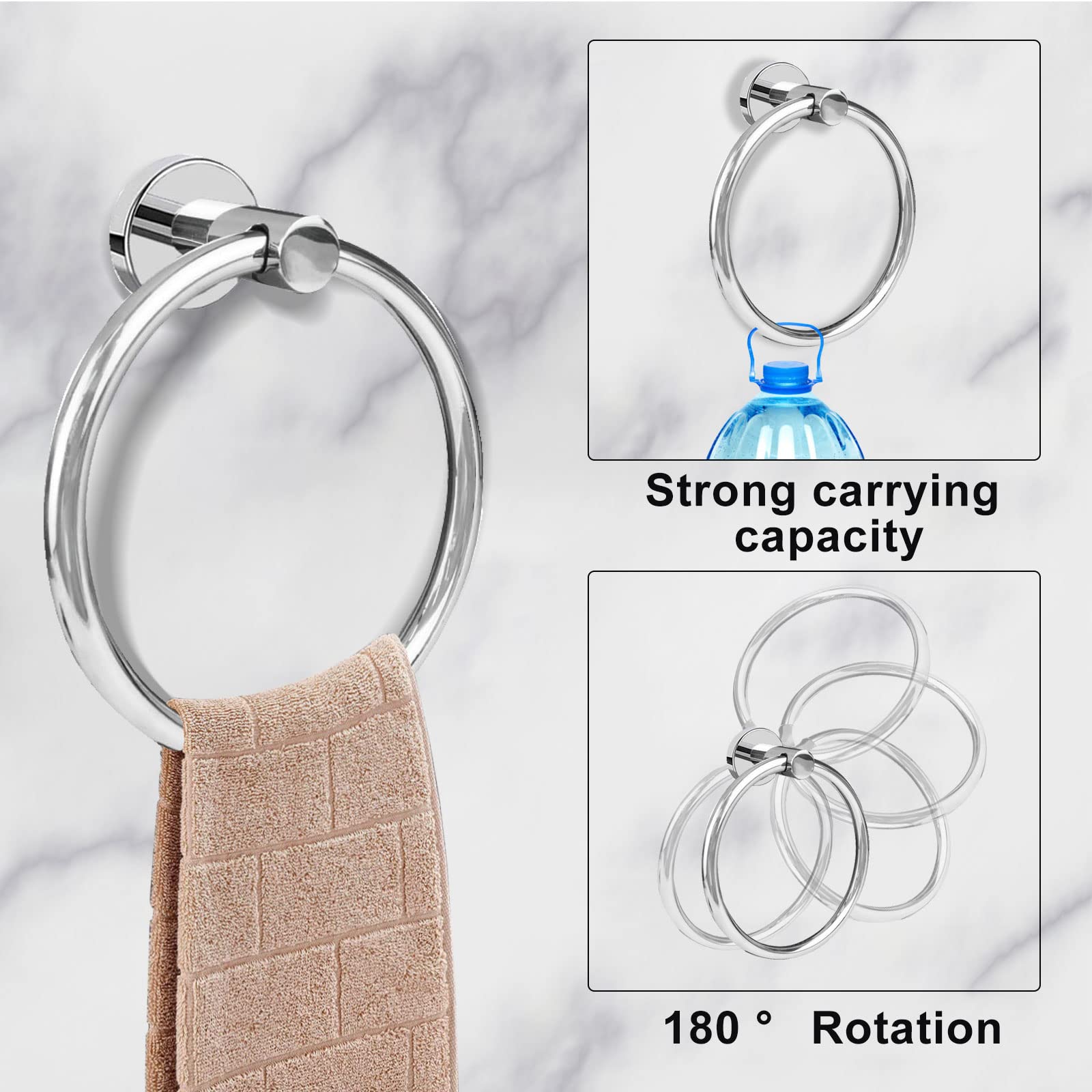 Cilee 8 Piece Polished Chrome Bathroom Hardware Set  24inch Bathroom Towel bar+Towel Ring+Toilet Paper Holder+ Robe Towel Hook  SUS304 Stainless Steel Bathroom Accessory Set