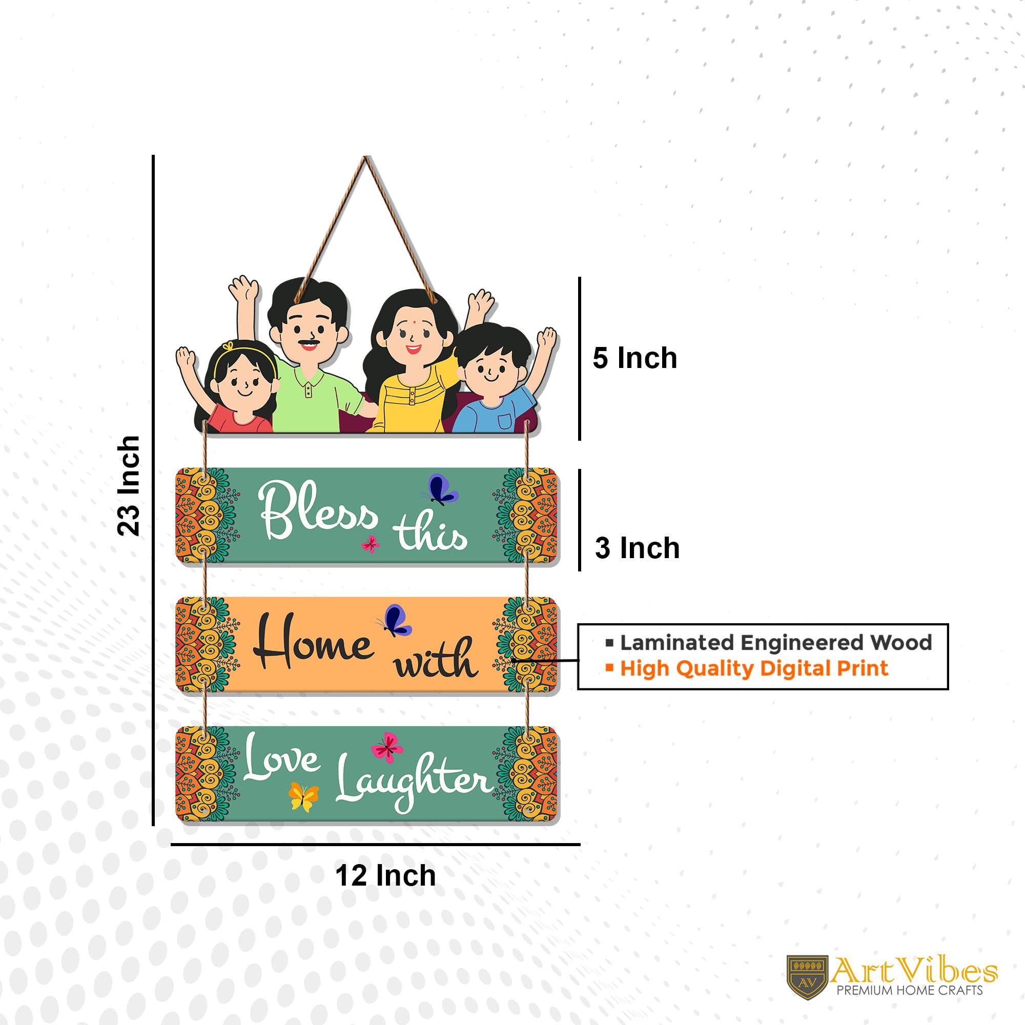 Artvibes Home Quote Decorative Wall Art MDF Wooden Hanger for Living Room | Bedroom | Gift | Wood Art Hanging For Home Decoratio