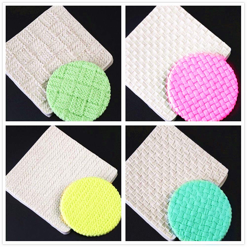 Jevenis 5 Pcs Mini Knitting Sweater Fondant Mold Crochet Texture Cake Decoration Button Impression Mat For Baby Shower Party Cup