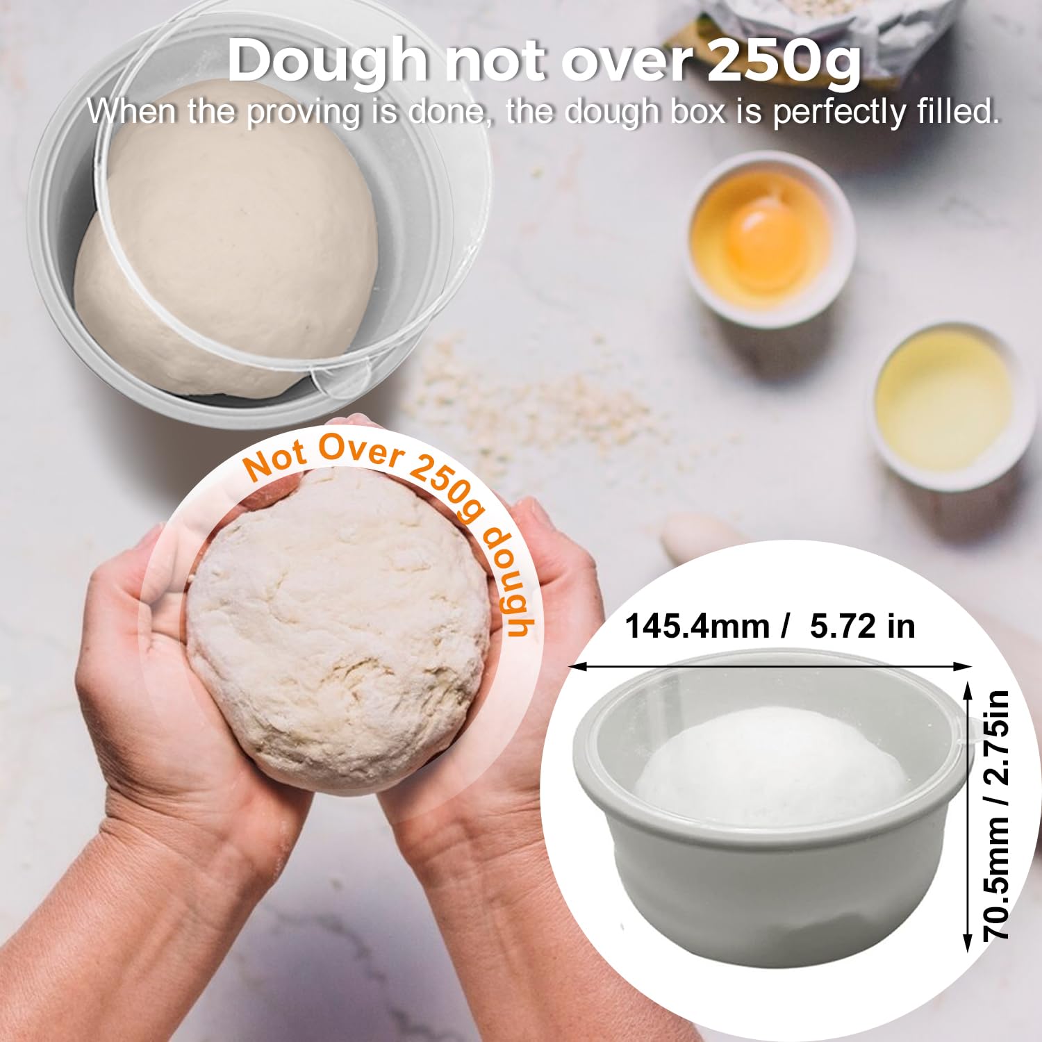 3Pcs Stackable Silicone Pizza Dough Proofing Proving Containers With Lids,Pizza Dough Proofing Box For Home Kitchen 700Ml (Grey)