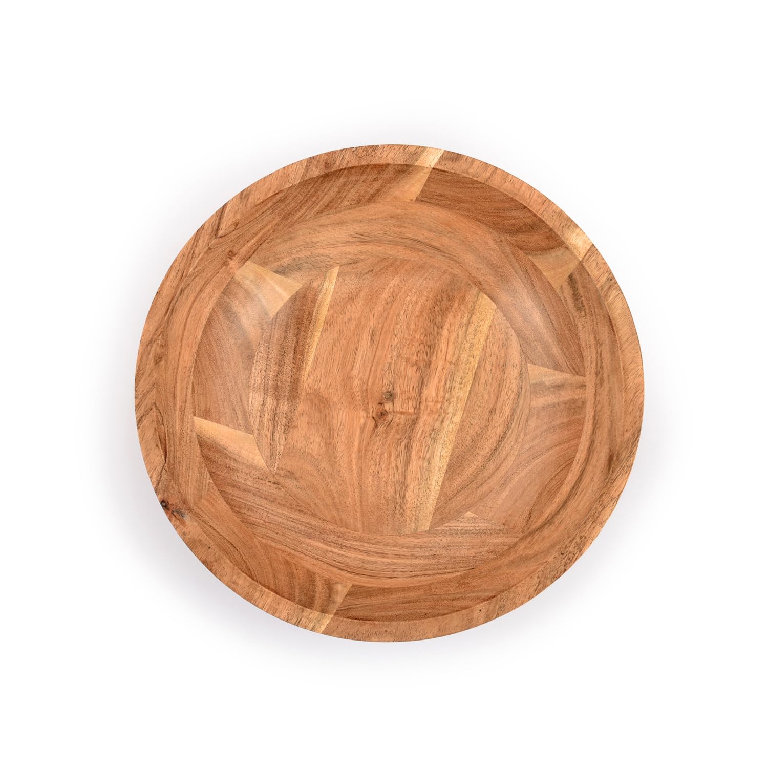 Samhita Acacia Wood Serving Bowl, Fruit Bowl, Friendly And Perfect For Salad, Vegetables And Fruit,Single Salad Bowl (10'' X 10'