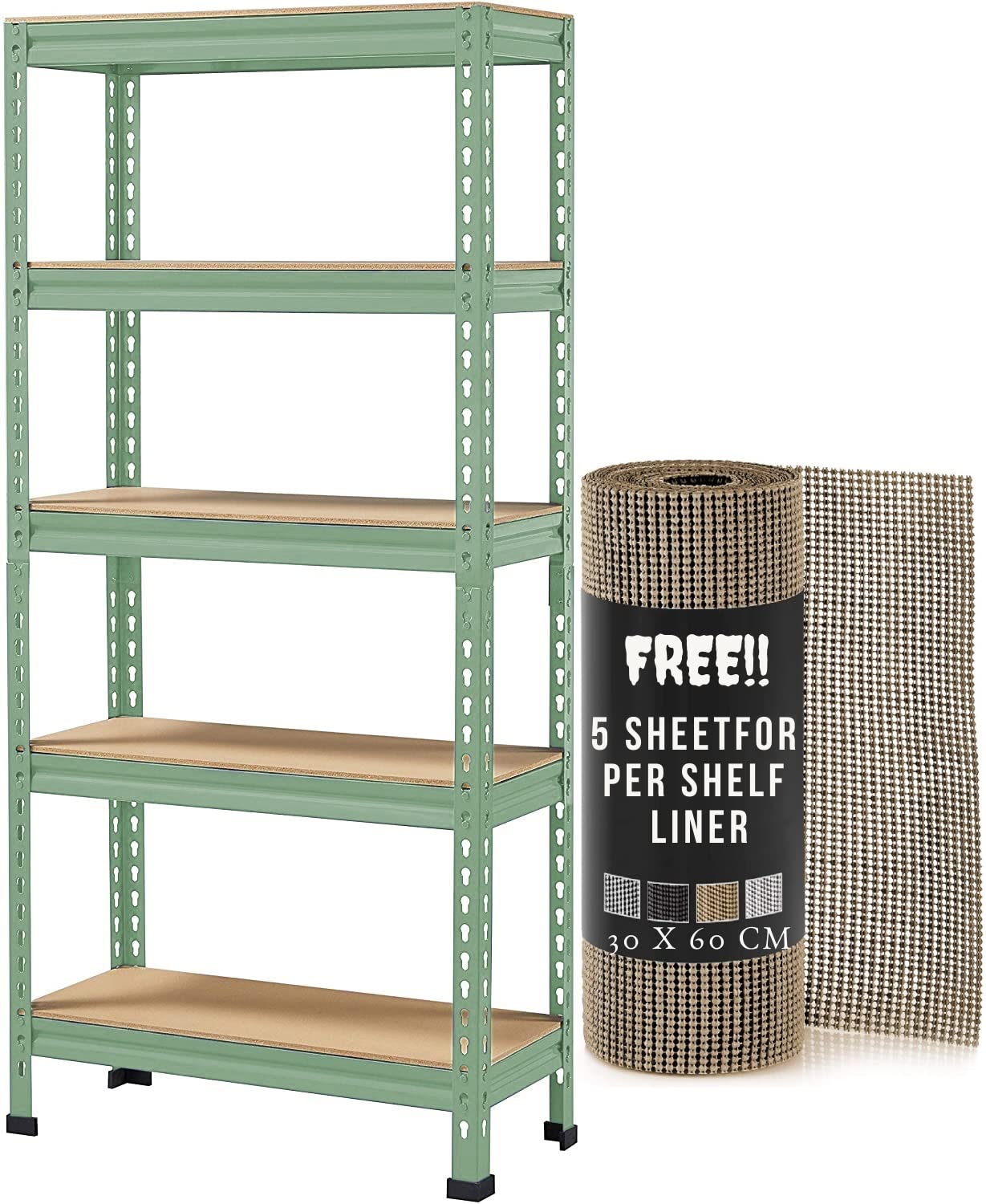 Star Work Adjustable Racking Shelves Multipurpose Storage Rack{Free Drawer Shelf Liner 30 X 60 Cm (5 Sheet )(5 Section, Olive)( 