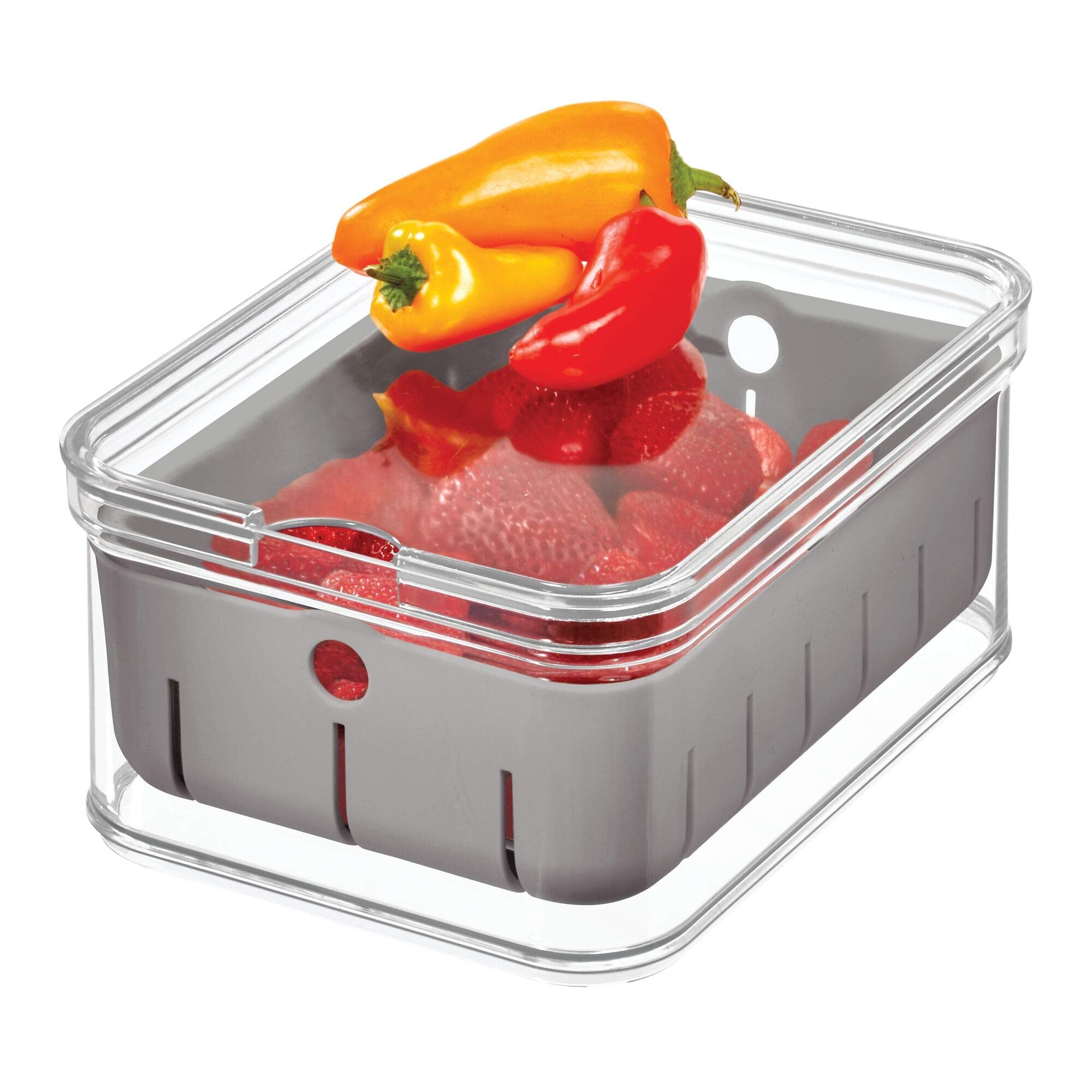 Idesign Recycled Plastic Crisp Produce Storage Containers With Lid And Colander Basket Designed To Keep Food Fresh Longer, 8.32