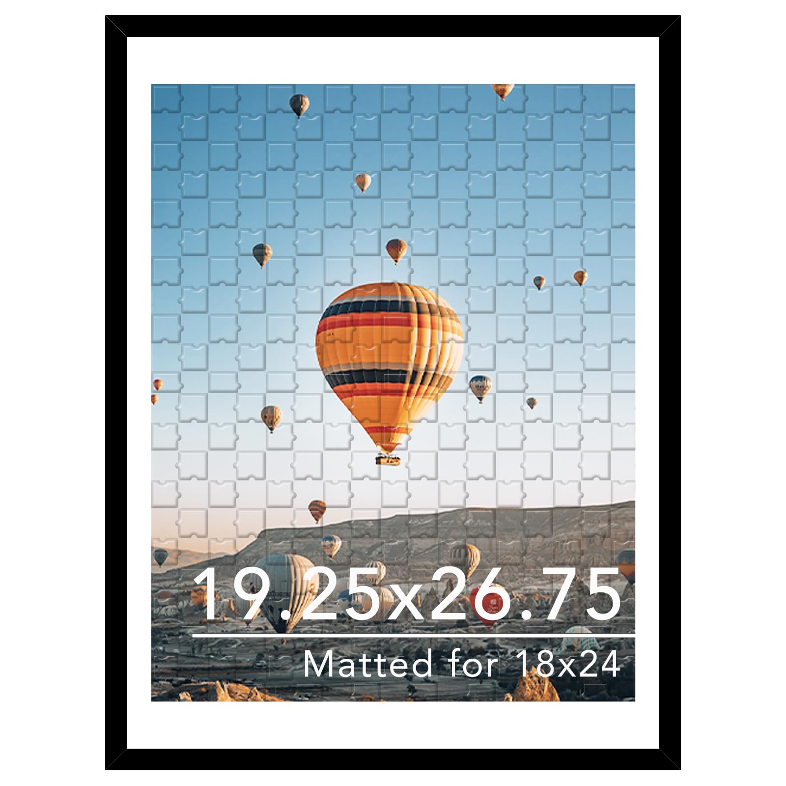 JCJMY 19.25x26.75 Puzzles Frame Black, Display 18x24 with Mat or 19.25 x 26.75 without, Wall Hanging 19.25 by 26.75 Picture Fram