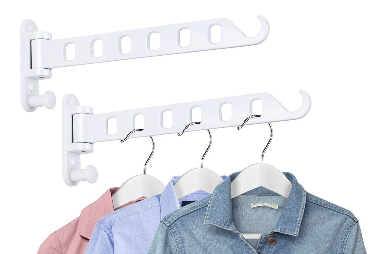 Skiken Wall Mounted Clothes Hanger With Swing Arm, Wall Mounted Swing Away Drying Rack, 180Rotation, Safe Laundry Hanger, Space