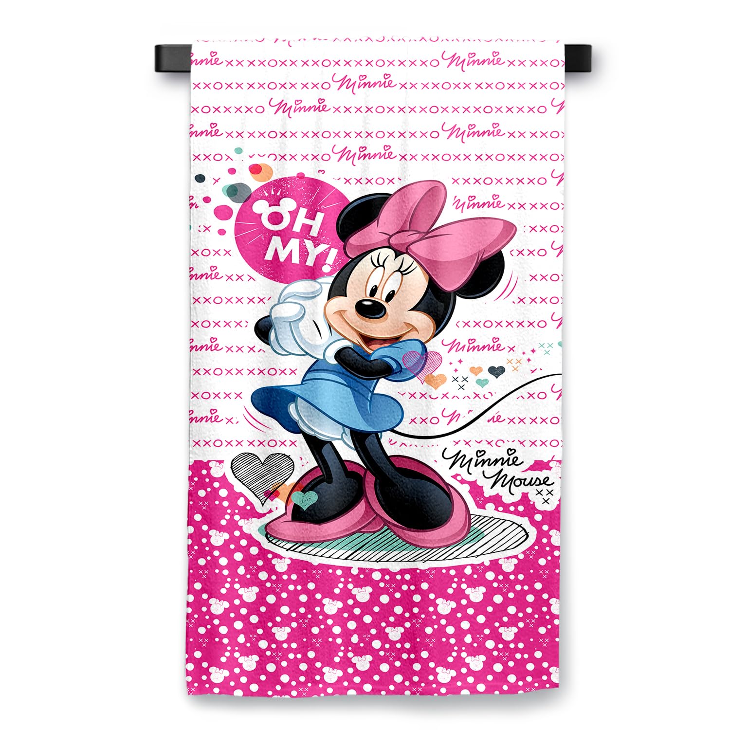 Sassoon Disney Minnie Mouse Cotton Kids Bath Towel With Gift Box In 400 Gsm- 60 Cm X 120 Cm