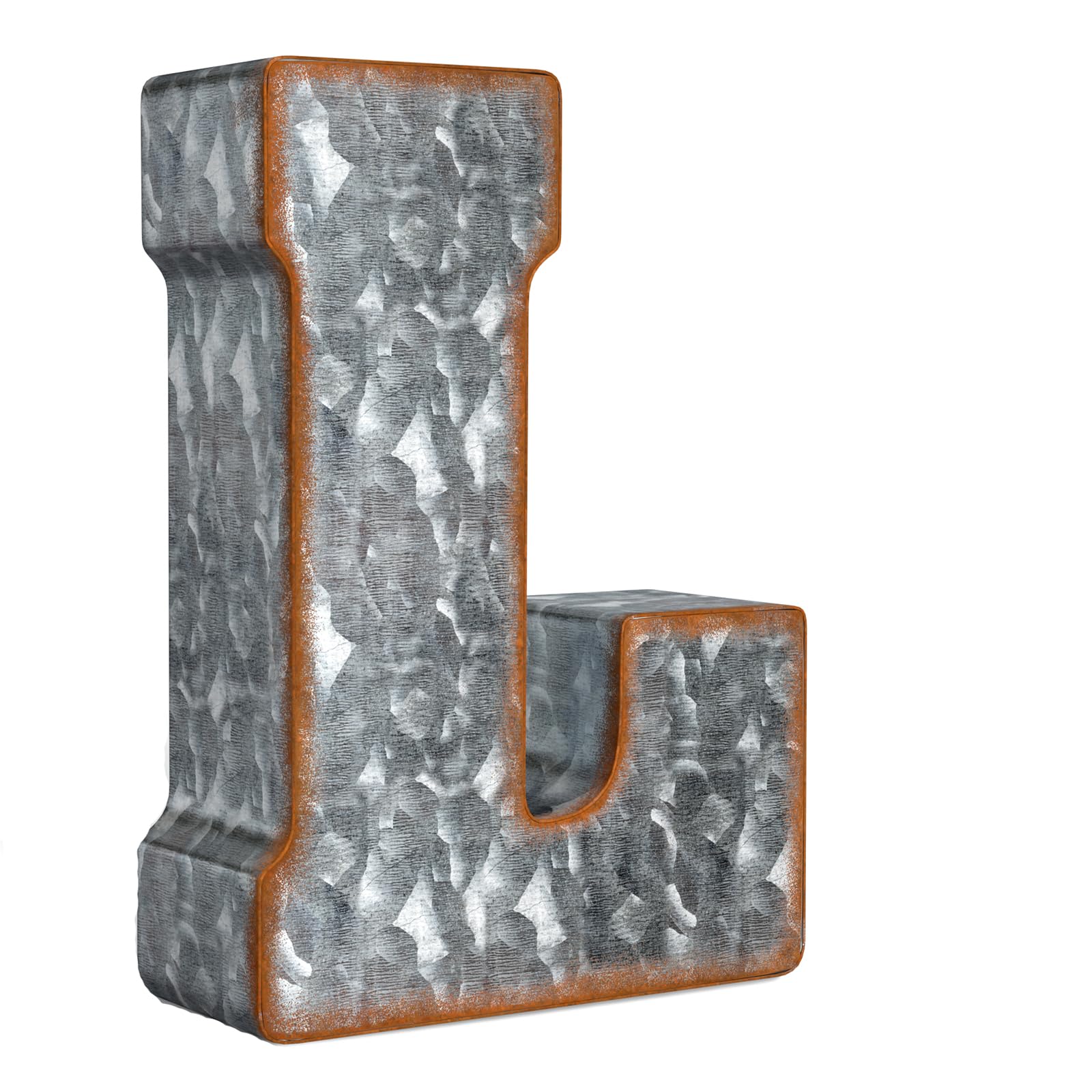 CraftyCrocodile 7" Galvanized Metal Letter L - Rustic Wall Decor for Living Room, Bedroom, Kitchen - 3D Free Standing & Hanging