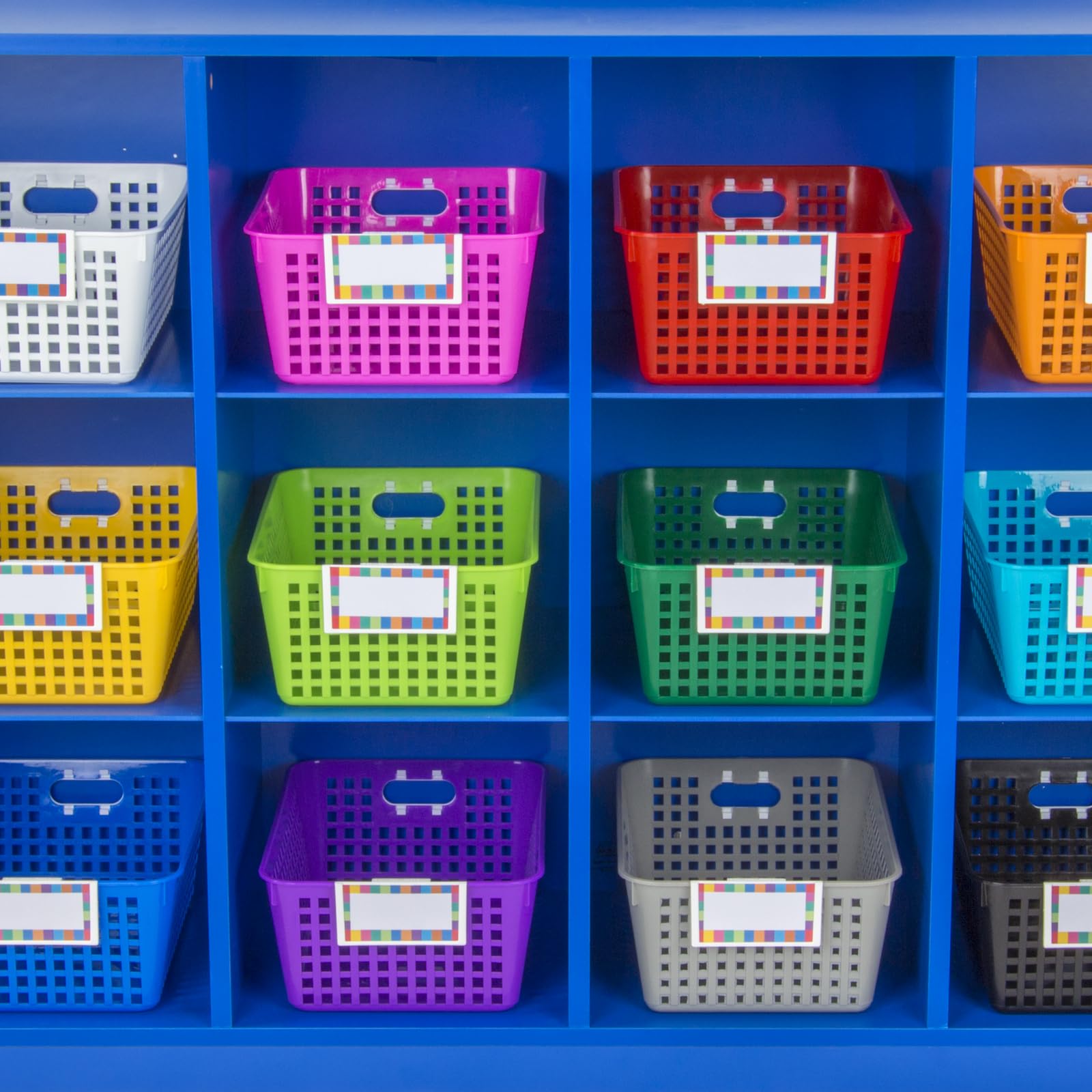 Really Good Stuff - 160016Bk Multi-Purpose Plastic Storage Baskets For Classroom Or Home Use - Stackable Mesh Plastic Baskets Wi