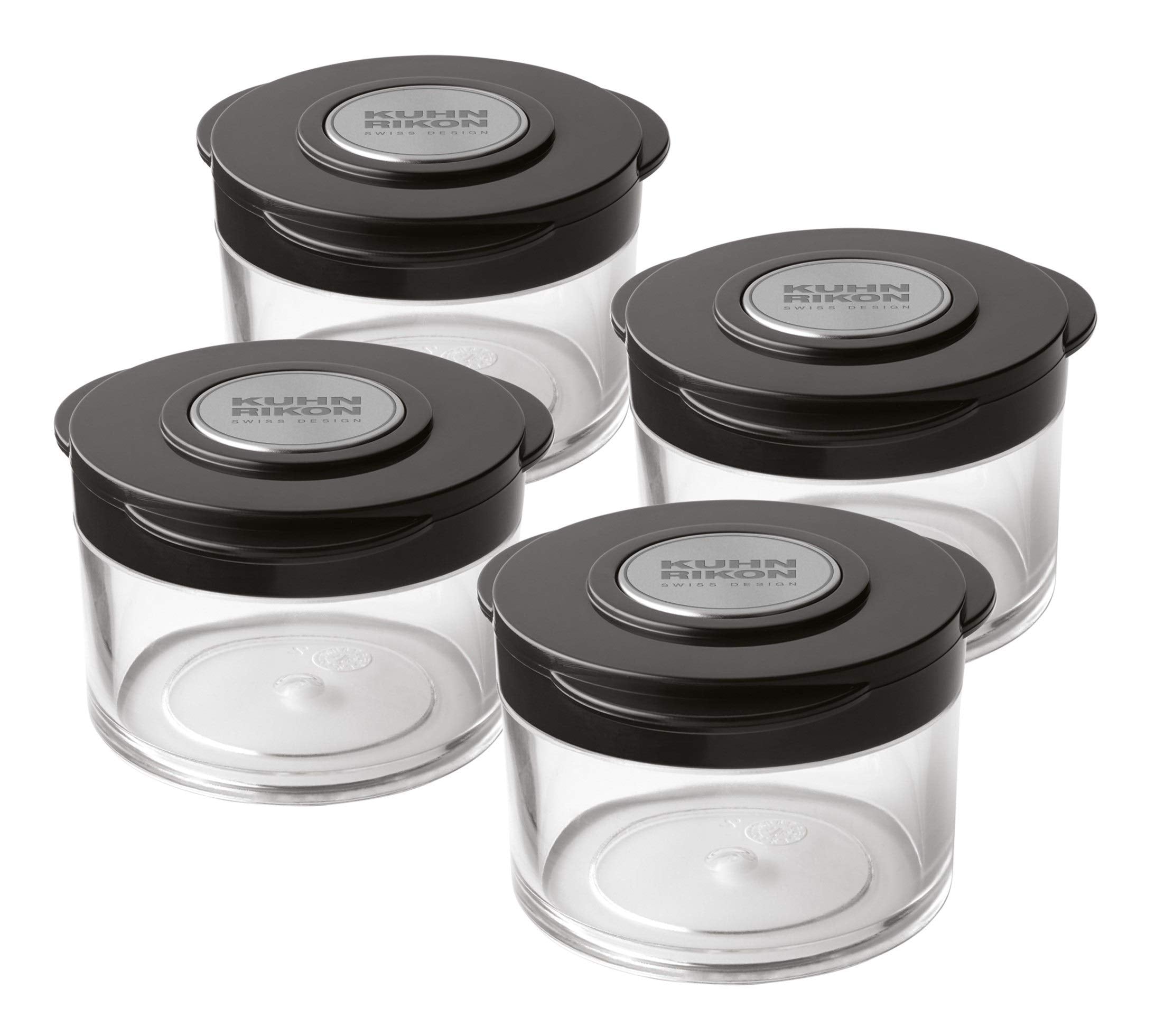 Kuhn Rikon Essential Spice Storage Jars, Set Of 4, 6.25 X 2.5 Inches, Clear/Black
