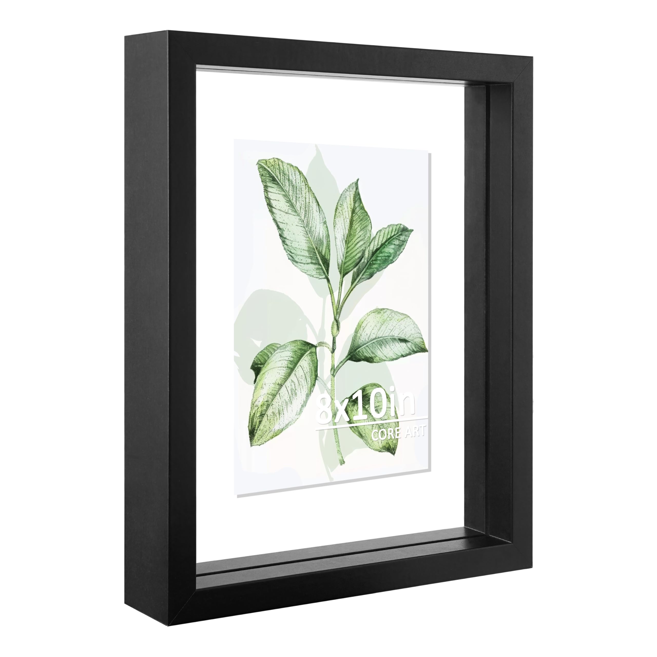 CORE ART 8x10 Floating Picture Frame,Double Plexglass Floating Frame for 5x7,4x6 Pictures,Wall or Tabletop Display,Black
