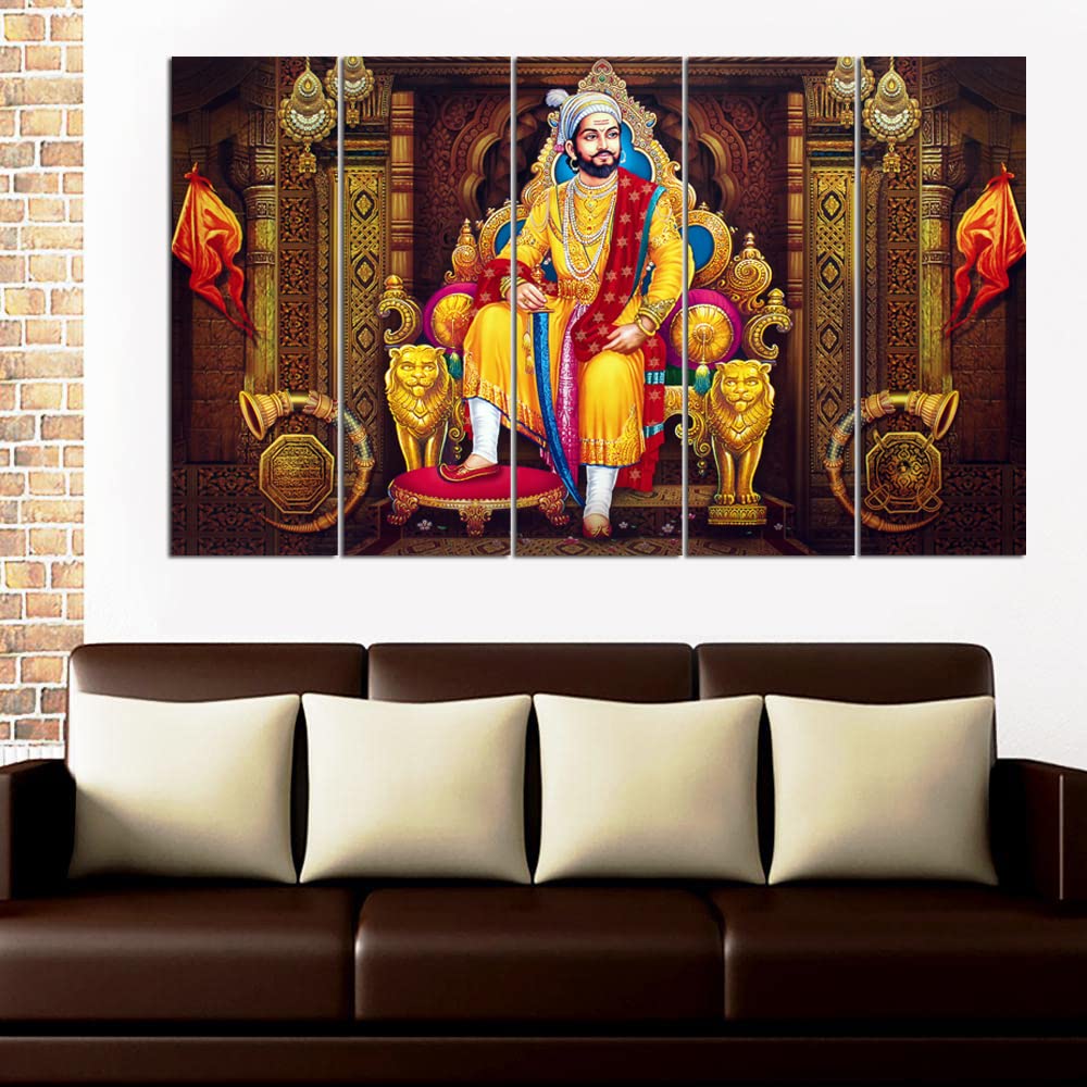 Maxstone Improve Your Place Nylon Chhatrapati Shivaji Maharaj Wall Painting With Multiple Frame (Multicolour , 30X50 Inch , Larg