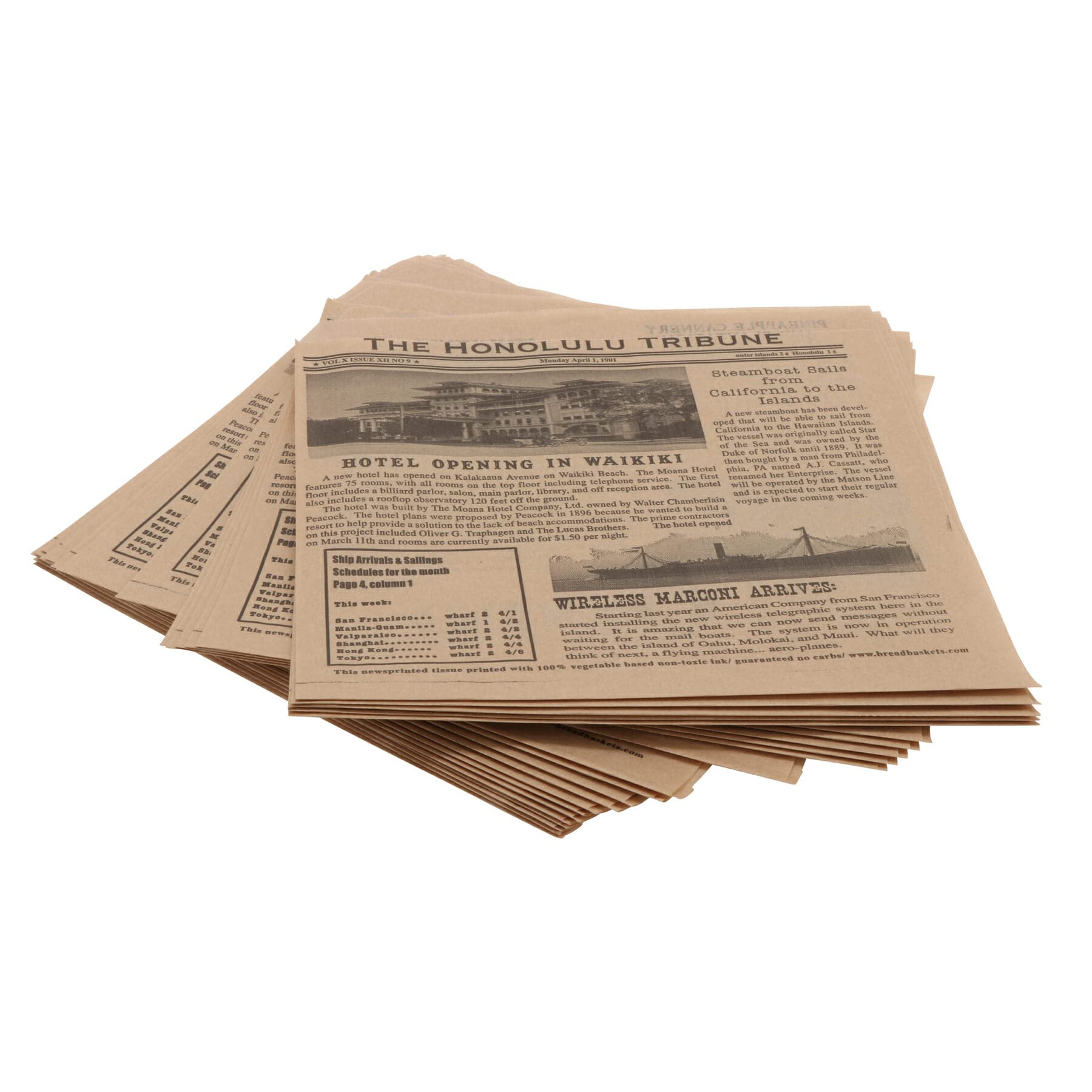G.E.T. 4-T6000 Appetizer/Serving Basket Tissue Liner Paper, 7 x 7, Honolulu Newsprint (Case of 2000)