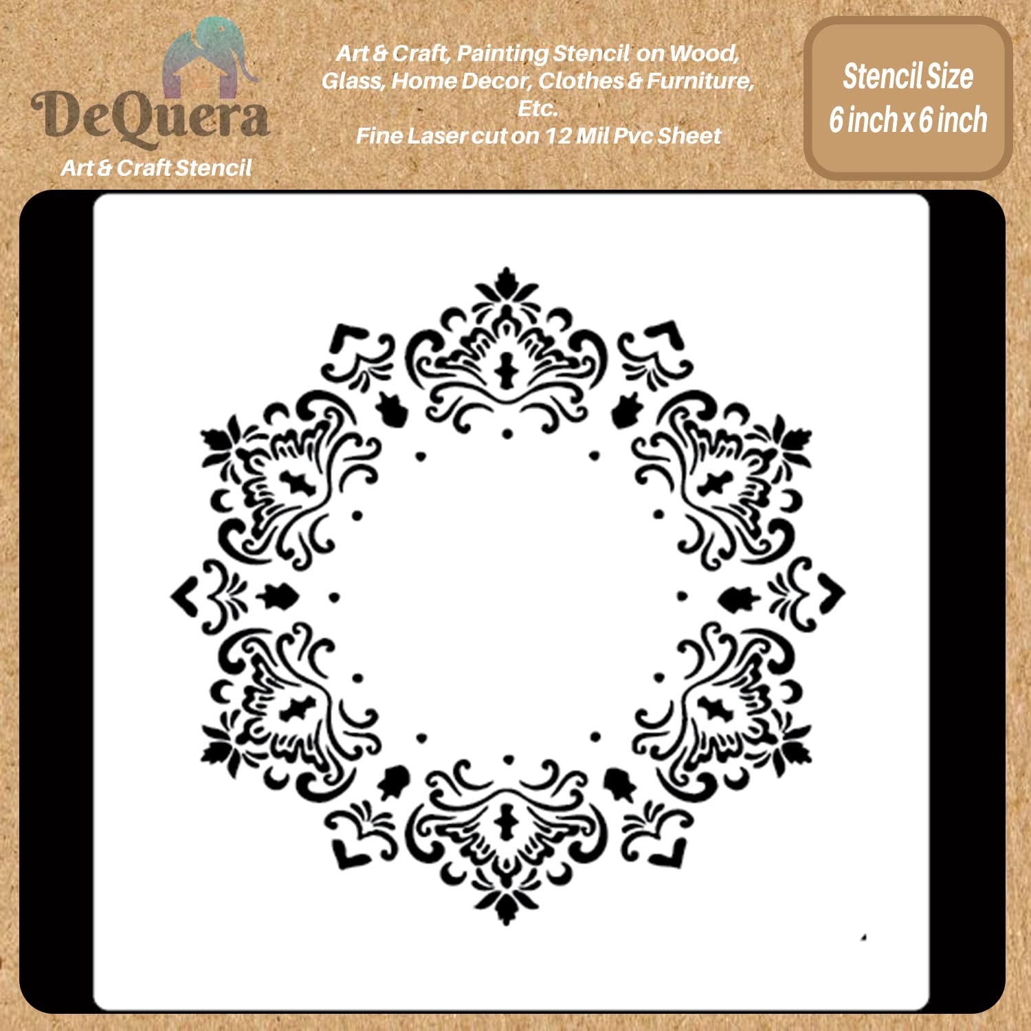 DeQuera Hgon Stencil for Craft and Art  Hgon Doily Stencil  Floral Stencil for Painting on Canvas, Fabric, Paper, Clothes, Wal