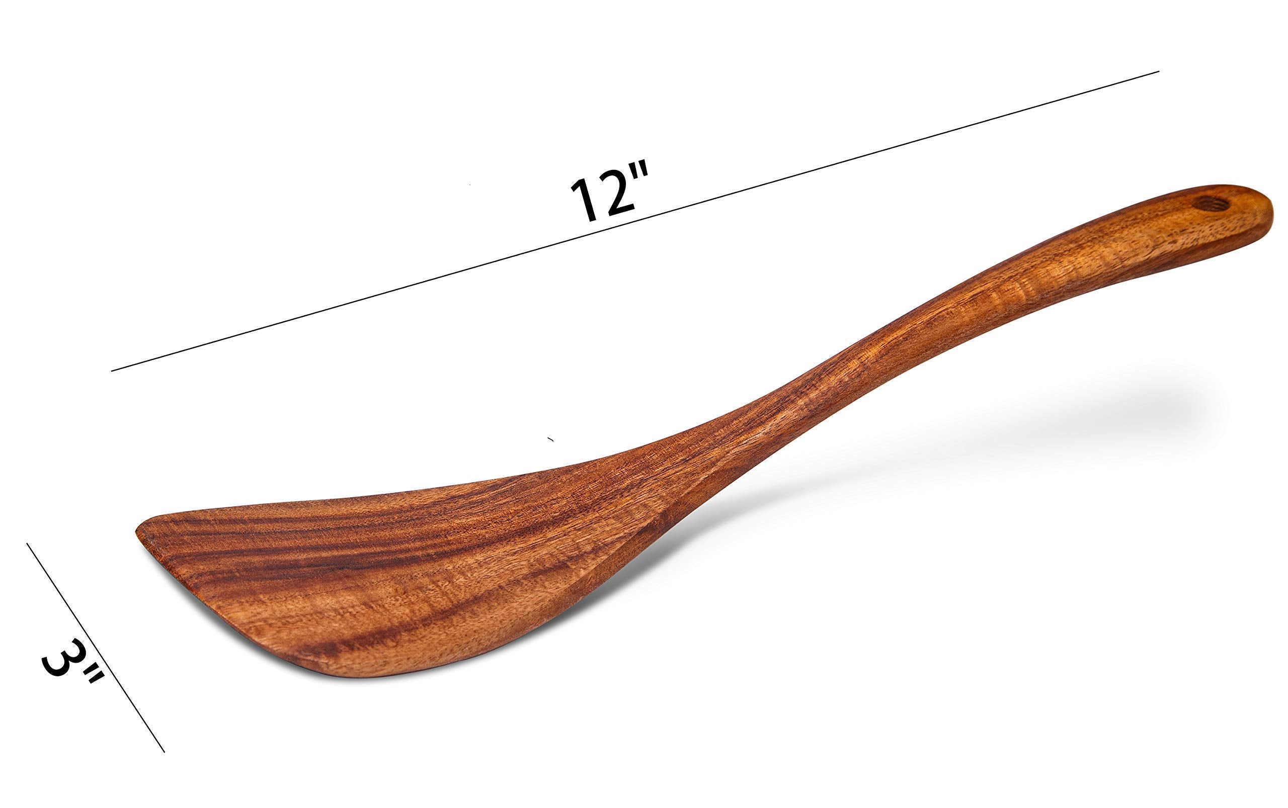 Jilla-Hla Wooden Spatula Wooden Turner Acacia Wood,Long Handle Flat Frying Spatula Handmade For Kitchen Cookware (Frying Spatula