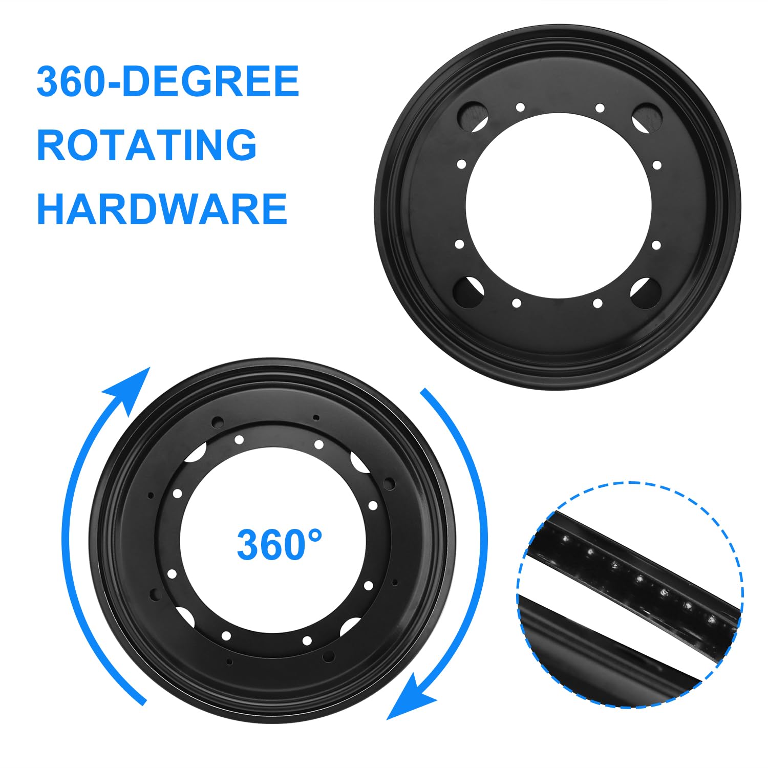 6 Pcs 9 Inch Black Lazy Susan Turntable Bearing Plate, Lazy Susan Bearings Base, Lazy Susan Hardware, Easy Installation, Solid M